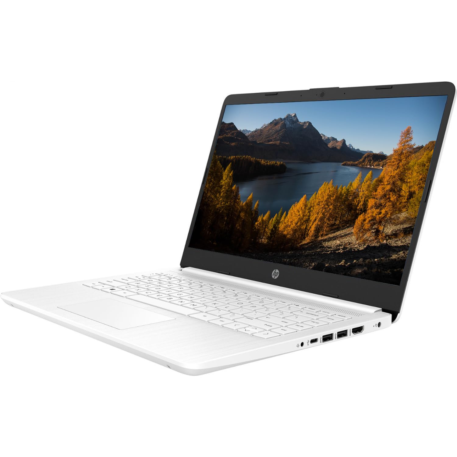 HP Portable Laptop, Student and Business, 14' HD Display, Intel Quad Core N4120, 4GB DDR4 RAM, 64GB eMMC, 1 Year Office 365, Webcam, SD Card Reader, HDMI, Wi Fi, Windows 11 Home, White, KKE Mousepad