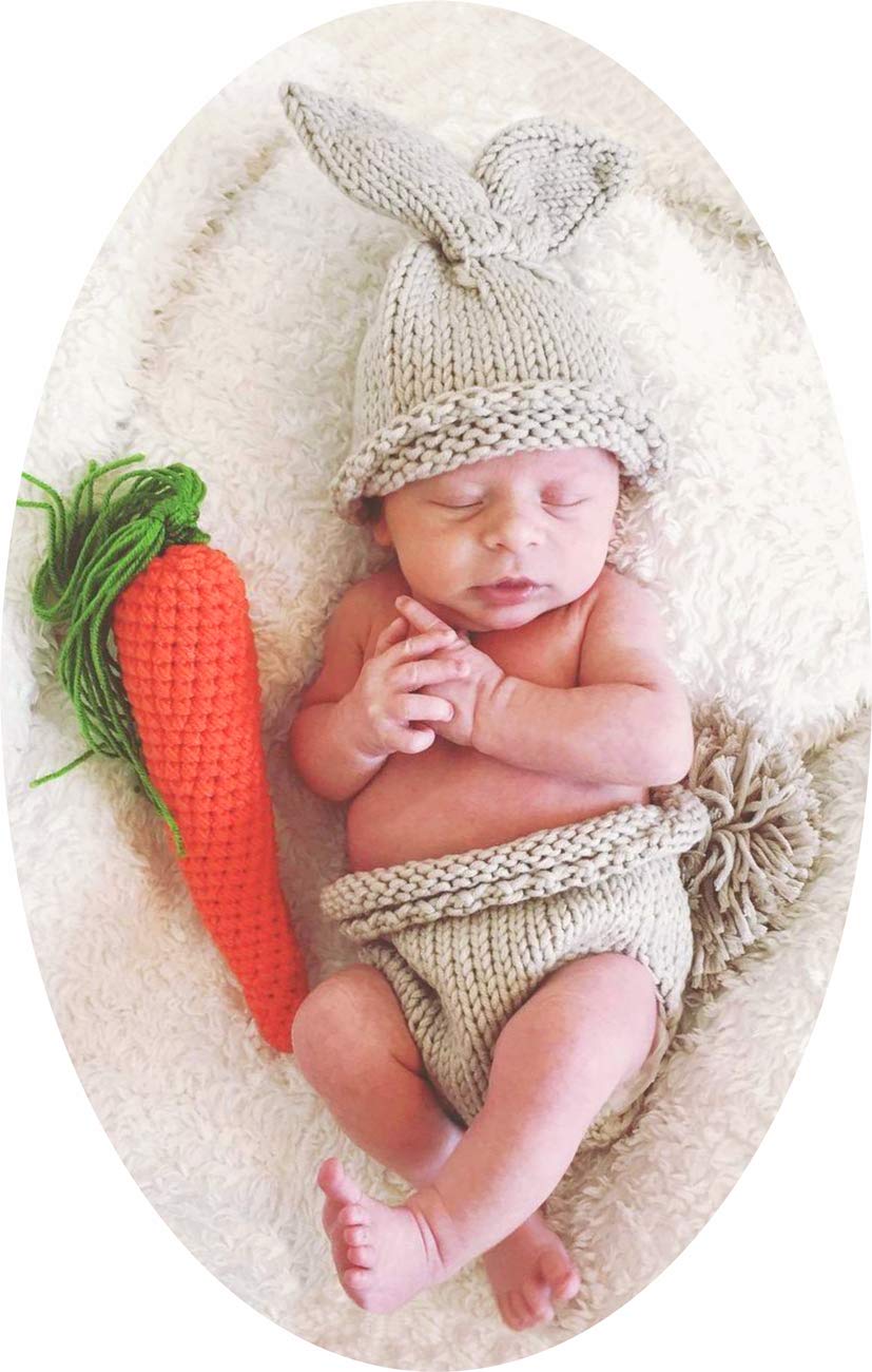 Newborn Photography Props Rabbit Outfit Baby Photoshoot Props Outfits Bunny Crochet Costume Baby Photo Prop Rabbit Hat Diaper Ca