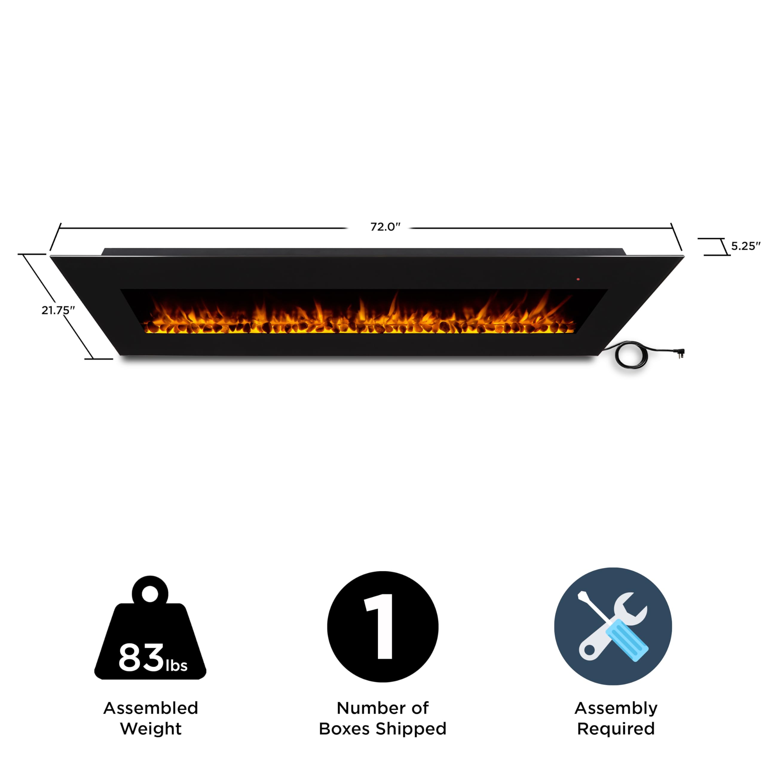 Real Flame Corretto Electric Fireplace, 72'', Black