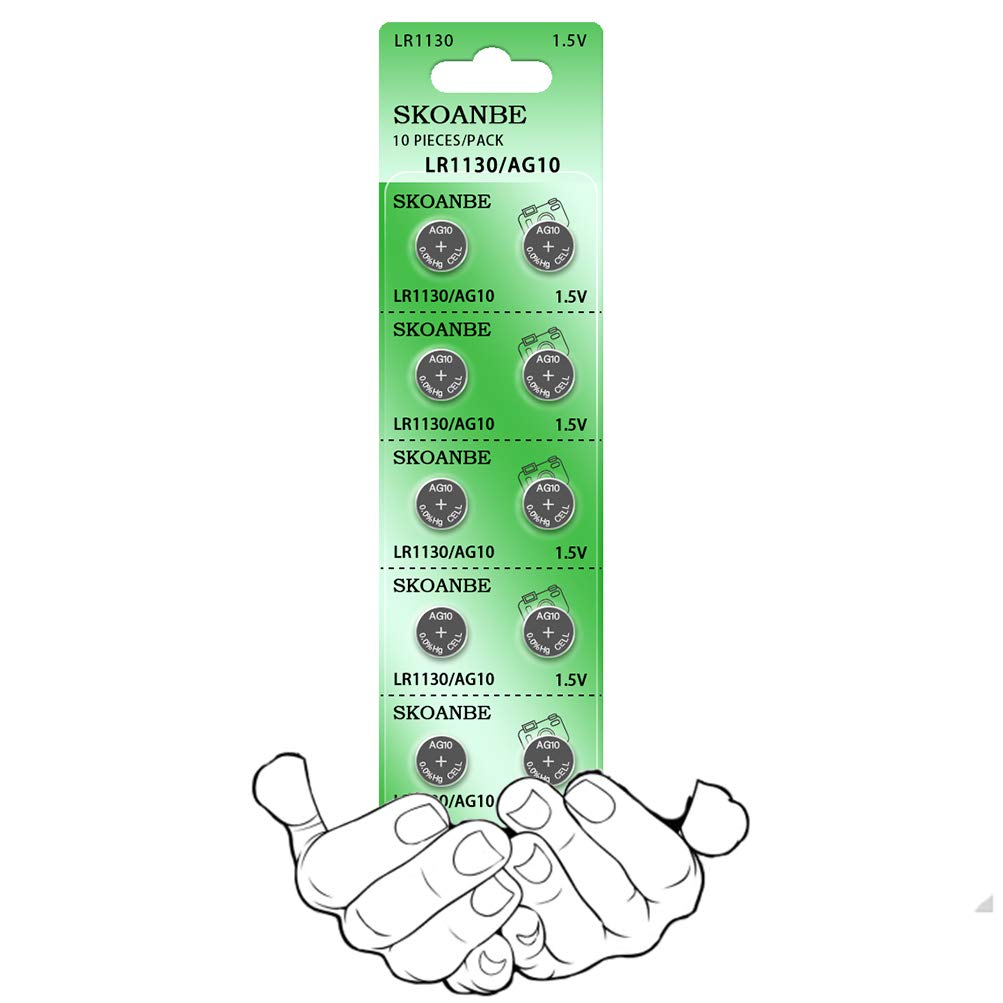 Skoanbe 20Pack Lr1130 389 Ag10 Button Cell Batteries 1.5V Battery Replacement