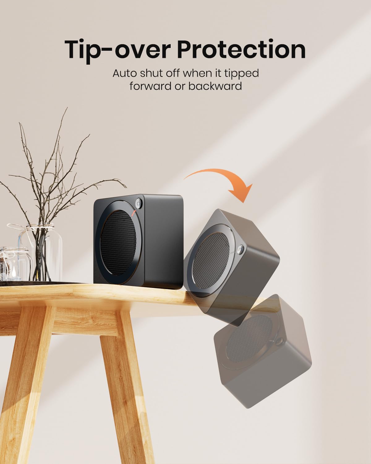 Gaiatop Space Heater, 500W Energy Efficient For Indoor Use, Ptc Ceramic Fast Heating Electric Desk Heater, Overheating & 45Tip O