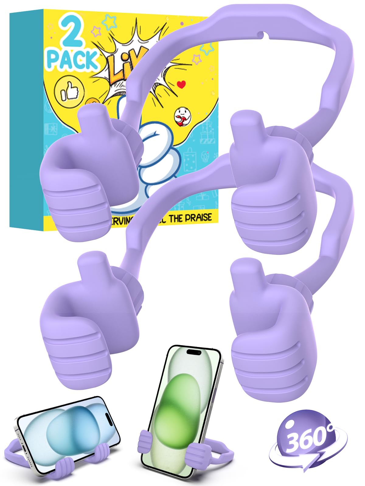 Caldever Stocking Stuffers Gifts For Teens Girls Cell Phone Stand: Upgrade For Women Adults Boys Kids Adjustable Lazy Thumbs Up