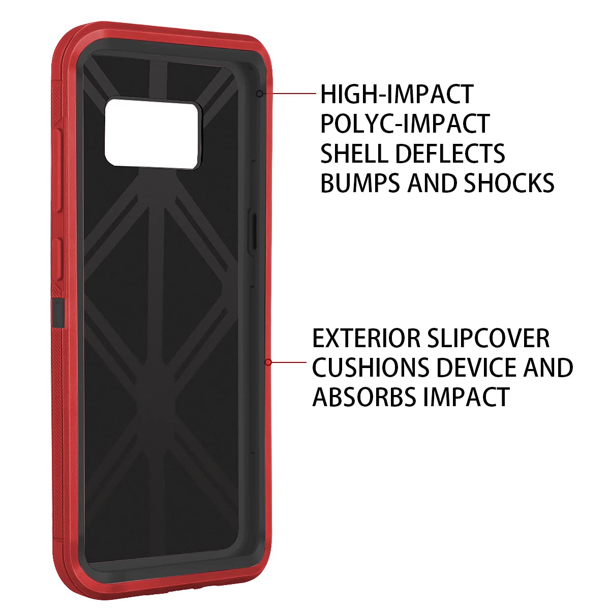 I-HONVA Samsung Galaxy S8 Plus Shockproof Dustproof Rugged Heavy Duty Phone Case Polycarbonate Red/Black