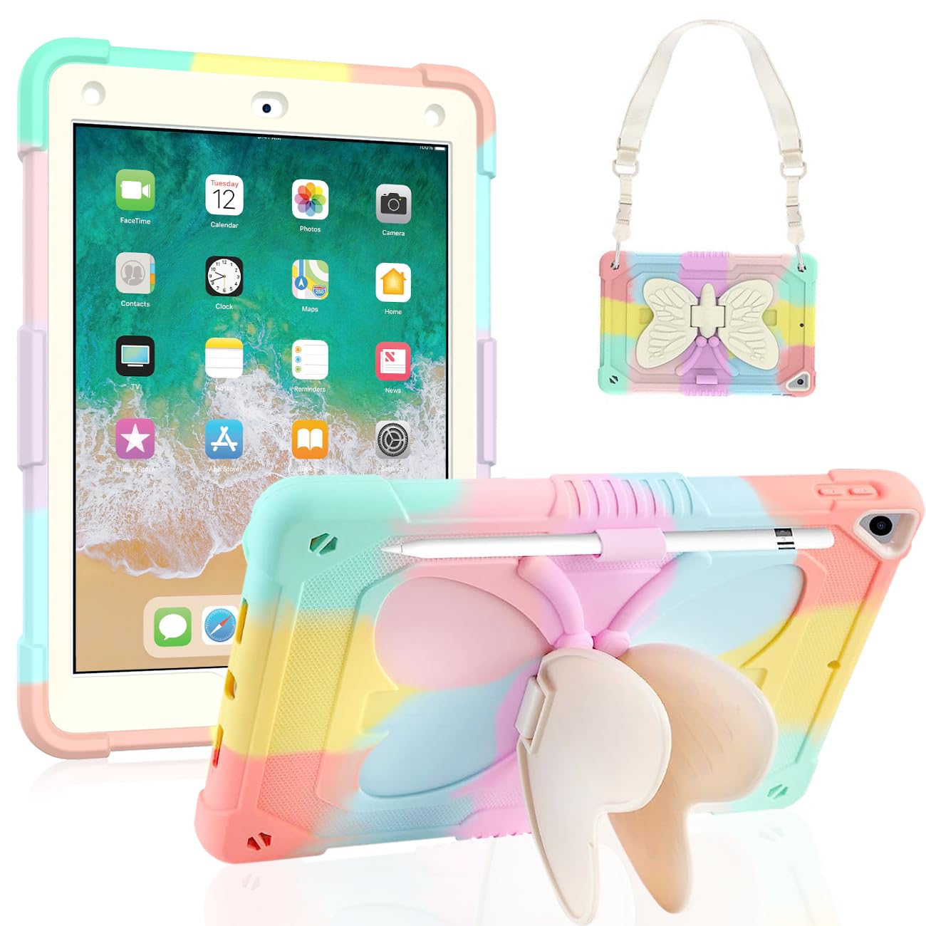 Dreamerx Kids Case For Ipad 9.7'' 2018 2017/Ipad Air 2/Pro 9.7   Shockproof Rugged Butterfly Ipad Case 6Th Generation/5Th Gen Wi