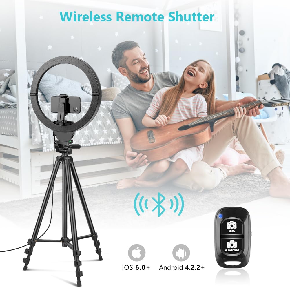 Sensyne 14'' Ring Light With 50'' Extendable Tripod Stand, Led Circle Lights With Phone Holder For Live Stream/Makeup/Youtube Vi