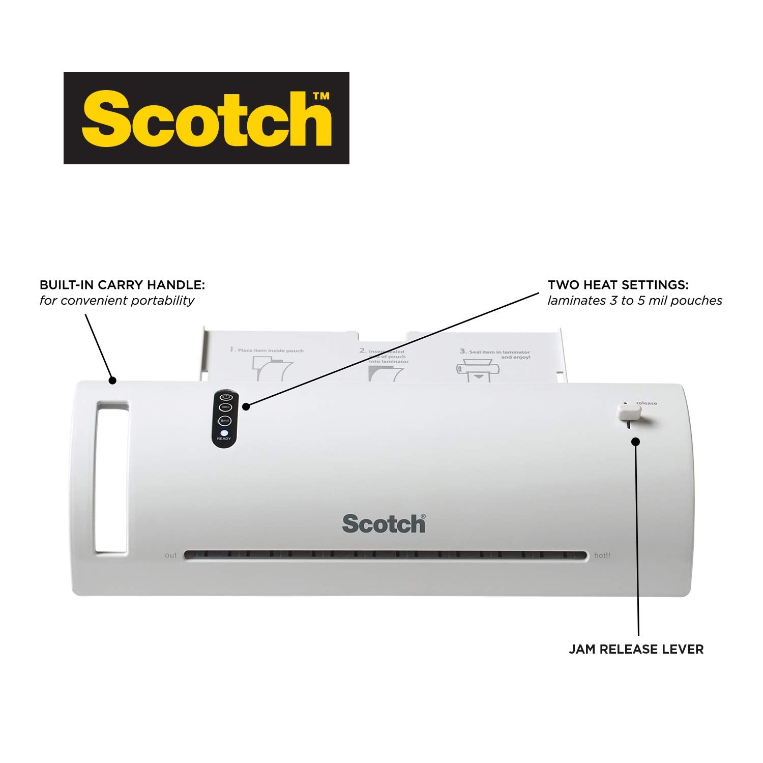 Scotch Thermal Laminator Machine, 5 Minute Warm Up, 9'' Input, For Laminating Sheets Up To 5 Mil Thick