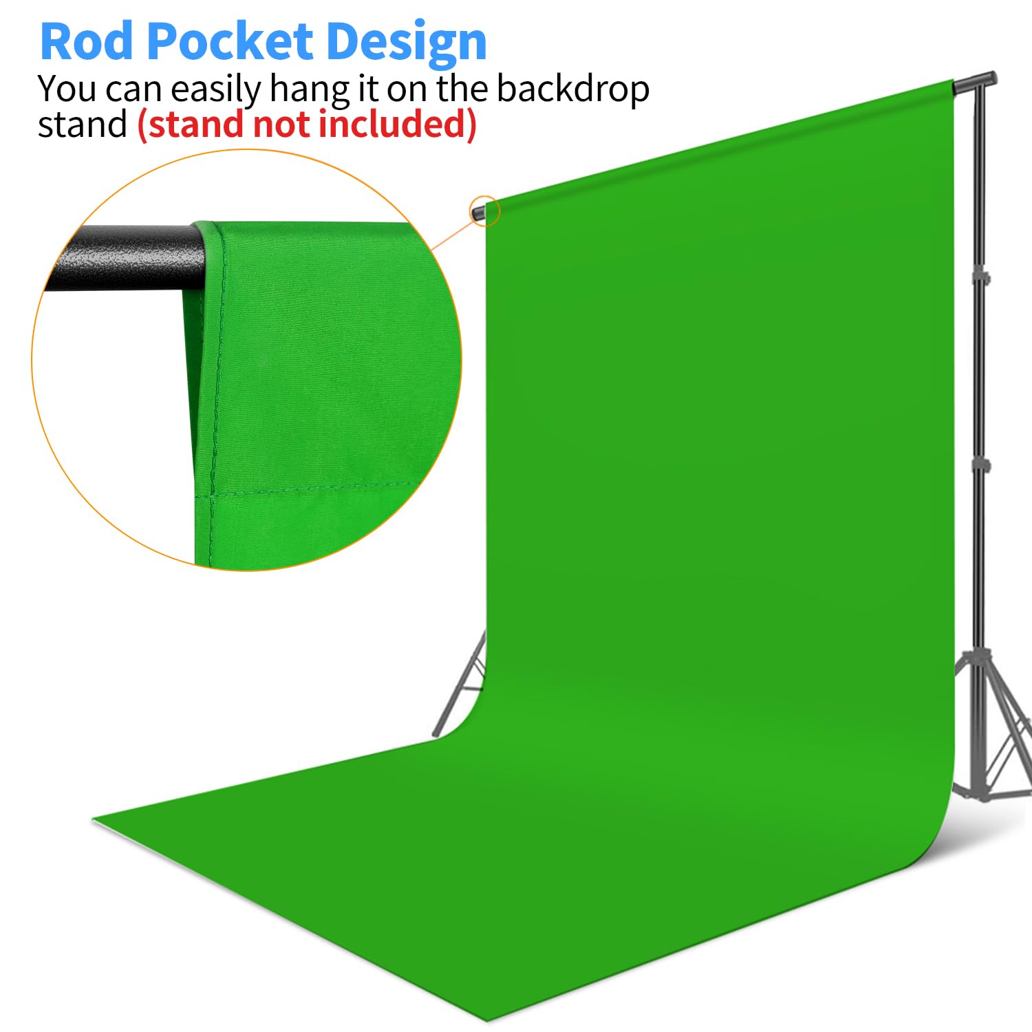 Hemmotop Green Screen Backdrop, 6X9 Ft Greenscreen Background For Streaming, Seamless Polyester Green Photo Backdrop Fabric Shee