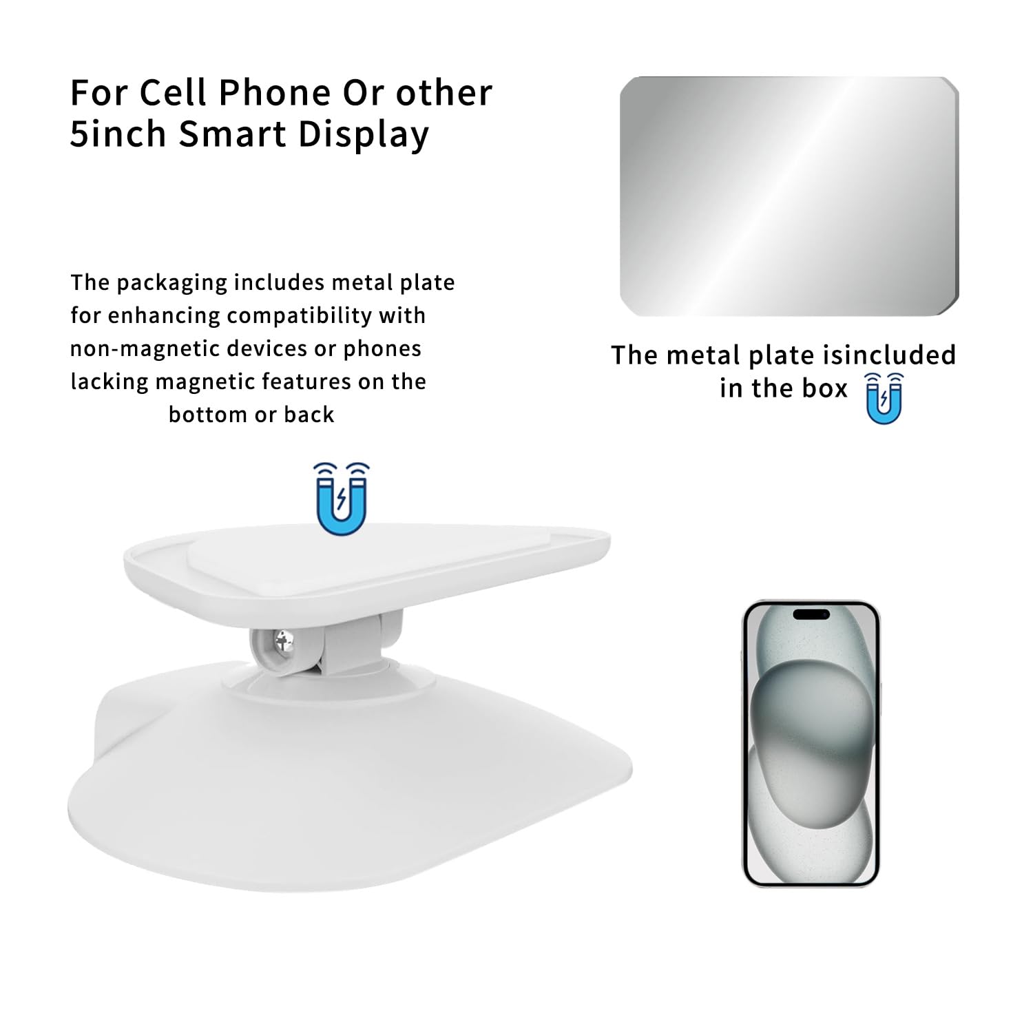 Dianves Adjustable Stand For Echo Show 5 (3Rd Gen), Tilt + Swivel Stand Multi Angle Rotation Magnetic Anti Slip Base For Show 5,