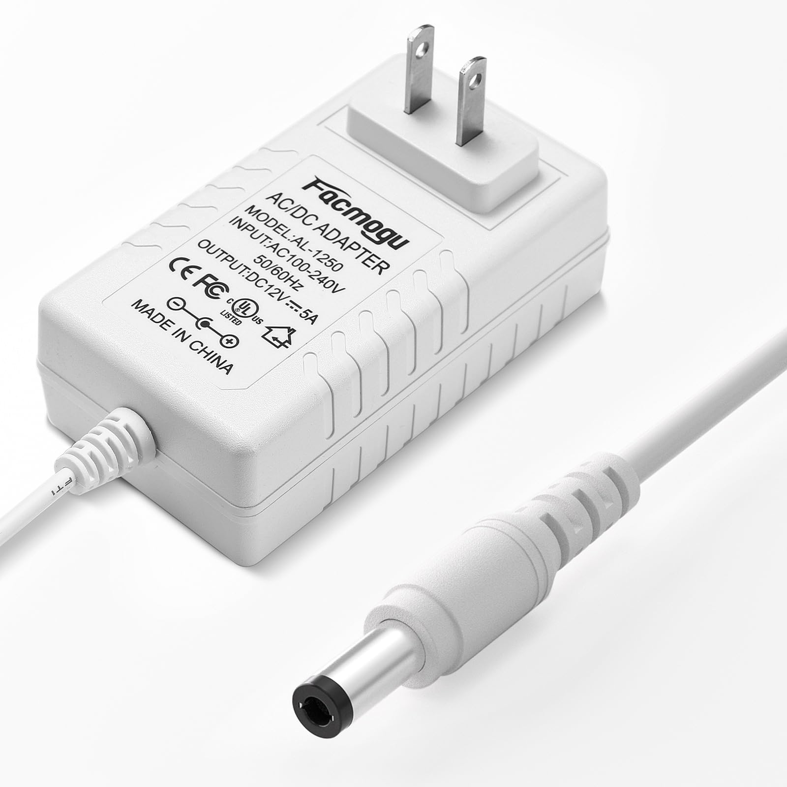 Facmogu 60W 12V 5A Power Adapter, Ac 100 240V To Dc 12V 5000Ma Wall Adapter, 12 Volt Power Supply Module 5 Amp, 60W Switching Tr