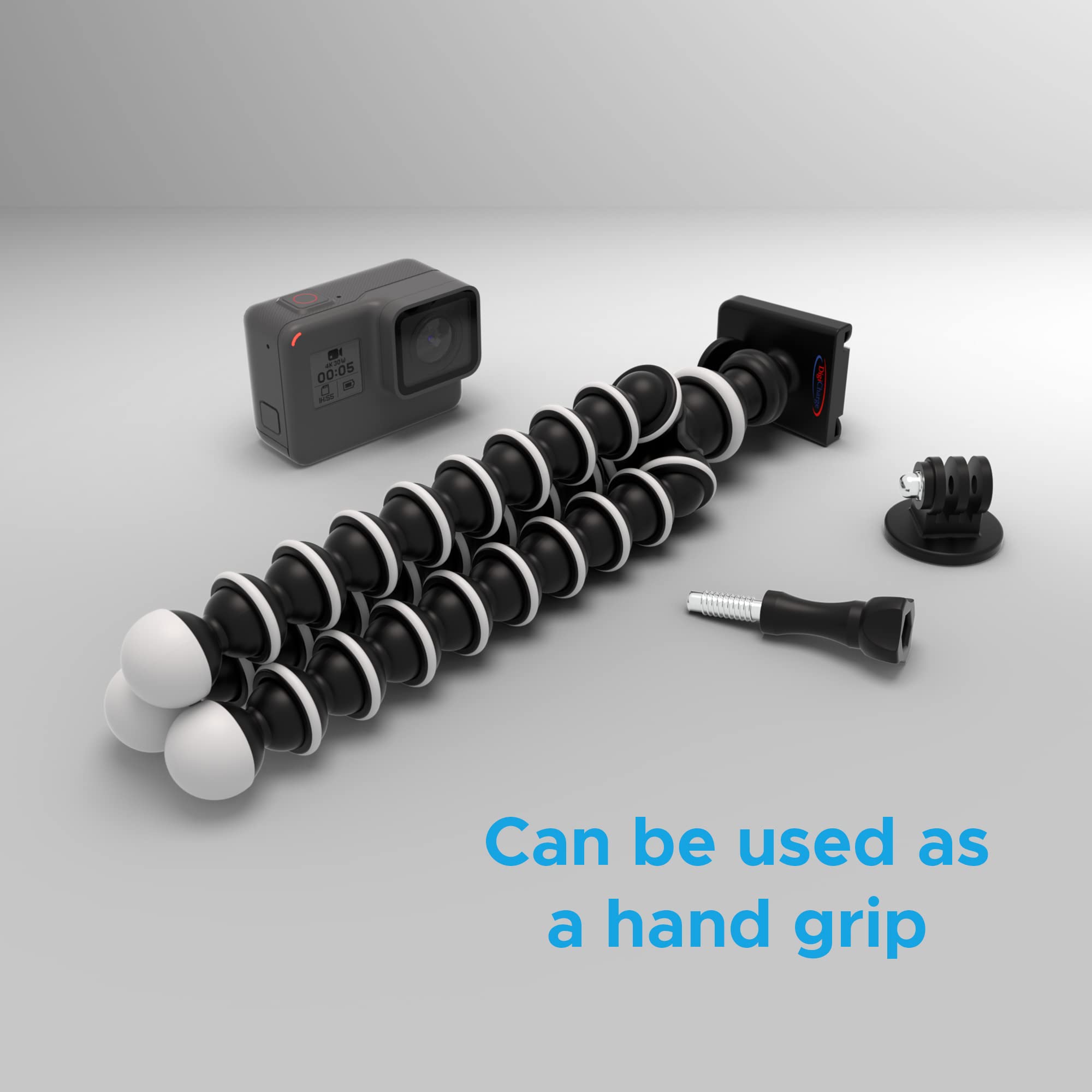 Digicharge 10 Octopus Flexible Tripod Camera + Action Cam Mount Stand, Compatible With Gopro Hero12 Hero11 Hero10 Max Hero 12 11