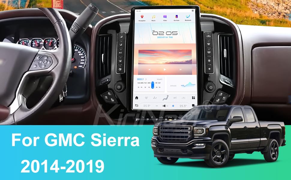 Qualcomm Android Car Radio For Chevrolet Silverado Gmc Sierra 2014 2019 Stereo Replacement Head Unit 14.4 Inch 2K Ips Touch Scre