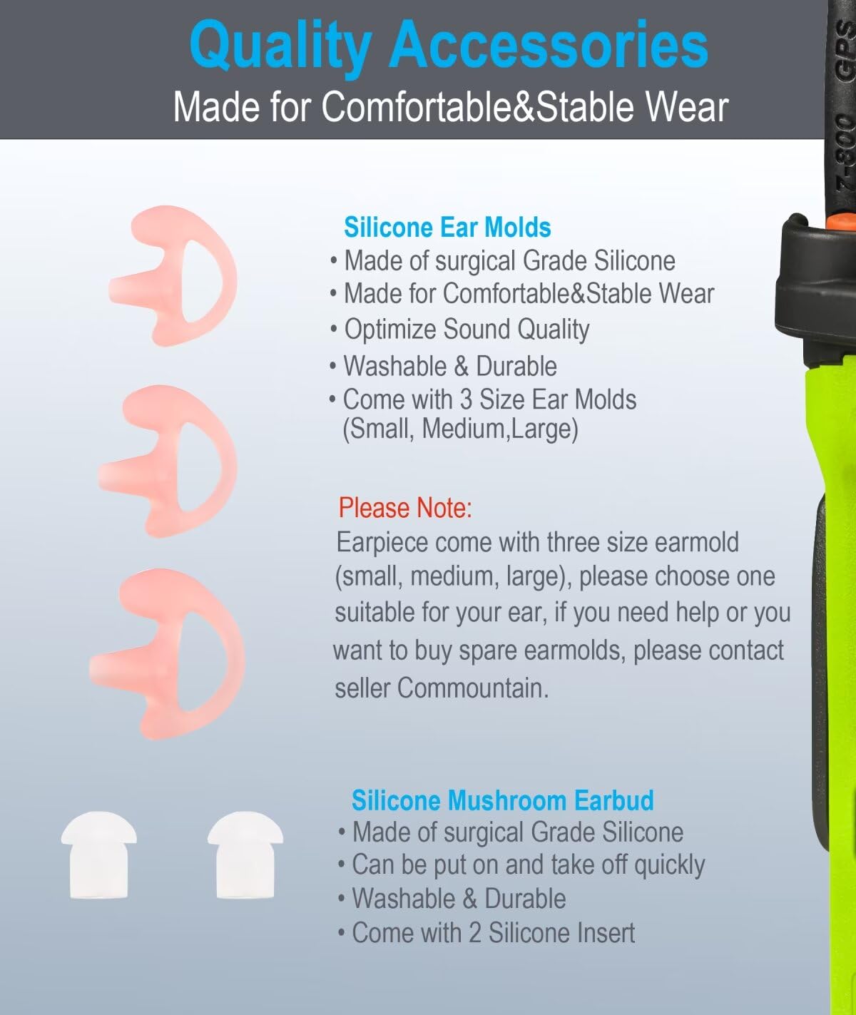 Commountain Clear Acoustic Tube For Two Way Radio Earpieces And Headset; Skin Friendly&Uv Resistant Tpu Coil Tube; Compatible With Motorola Earpieces, Commountain Earpiece And More; Fit For Right Ear