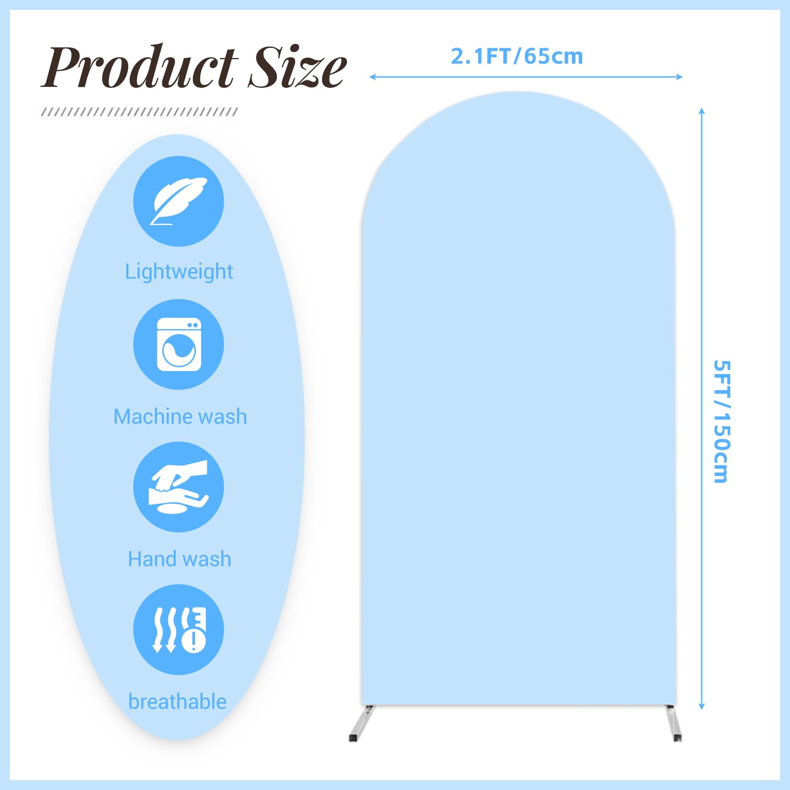 Arch Backdrop Cover, 5Ft Wedding Arch Cover Spandex Fitted Arch Covers Stretchy Cardboard Chiara Backdrop Stand Fabric Blue Arch