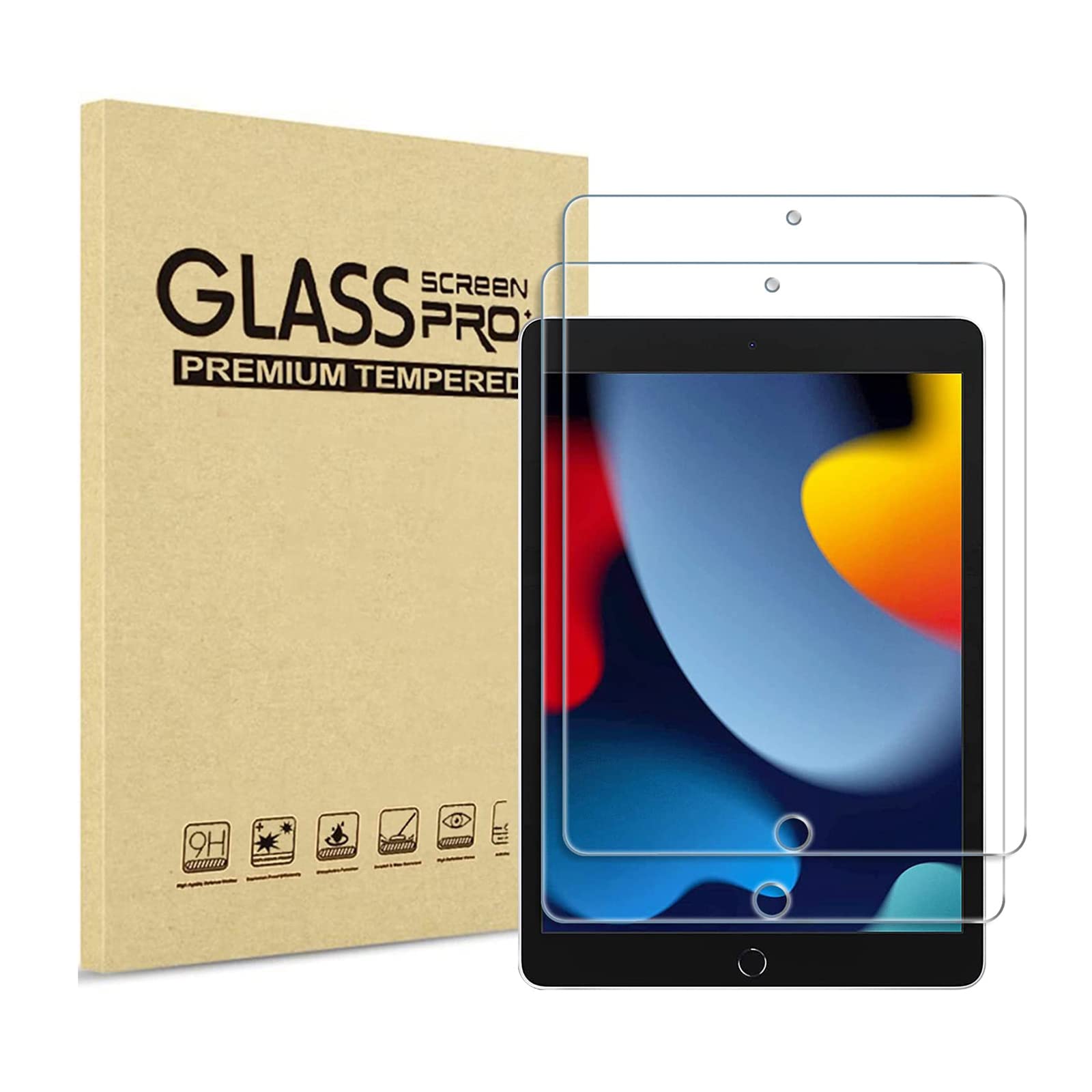 Xzc [2 Pack] Screen Protector Compatible With Ipad 9Th Generation/Ipad 8Th Generation/Ipad 7Th Generation 10.2 Inch Tempered Gla