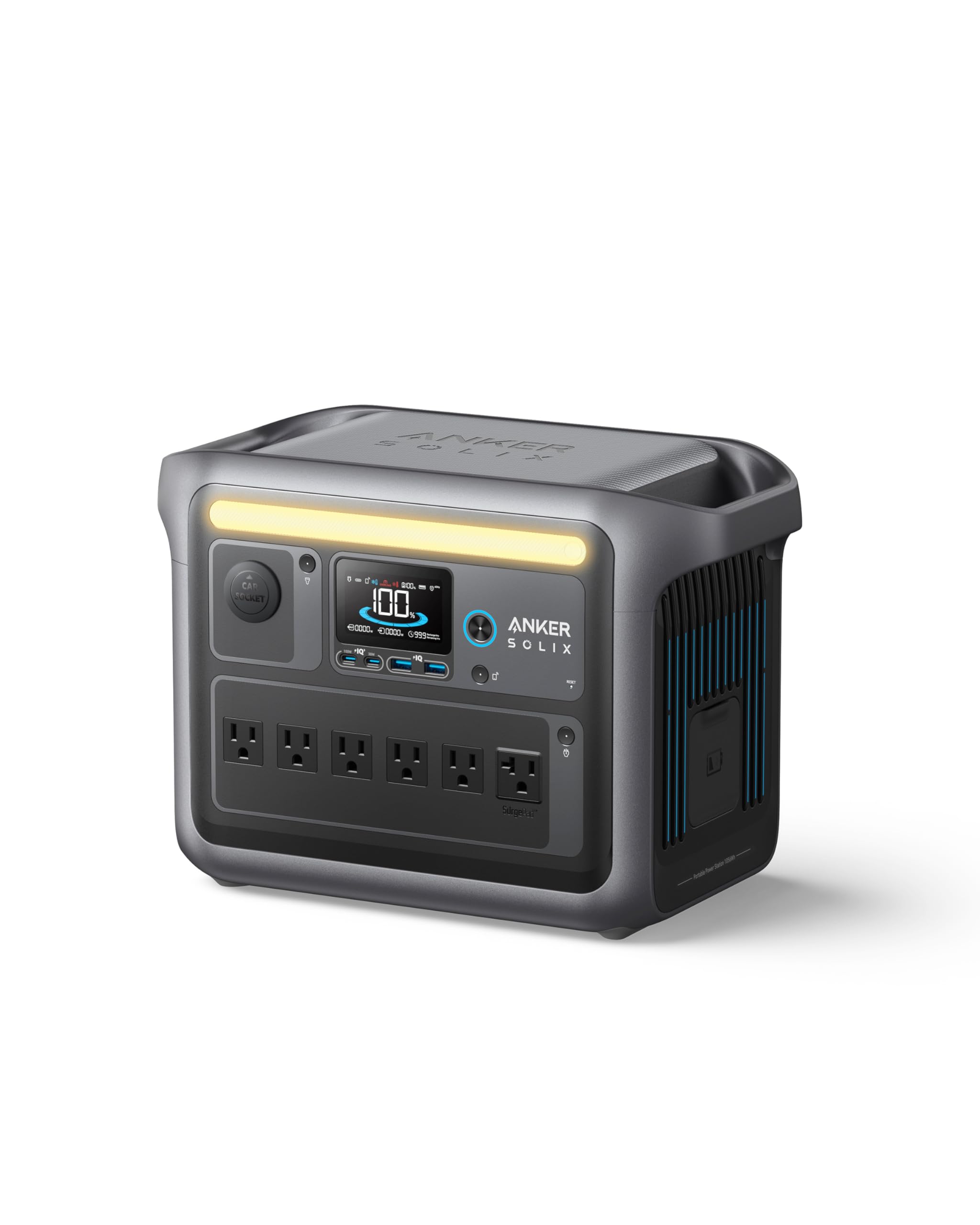Anker Solix C1000 Portable Power Station, 1800W (Peak 2400W) Solar Generator, Full Charge In 58 Min, 1056Wh Lifepo4 Battery For