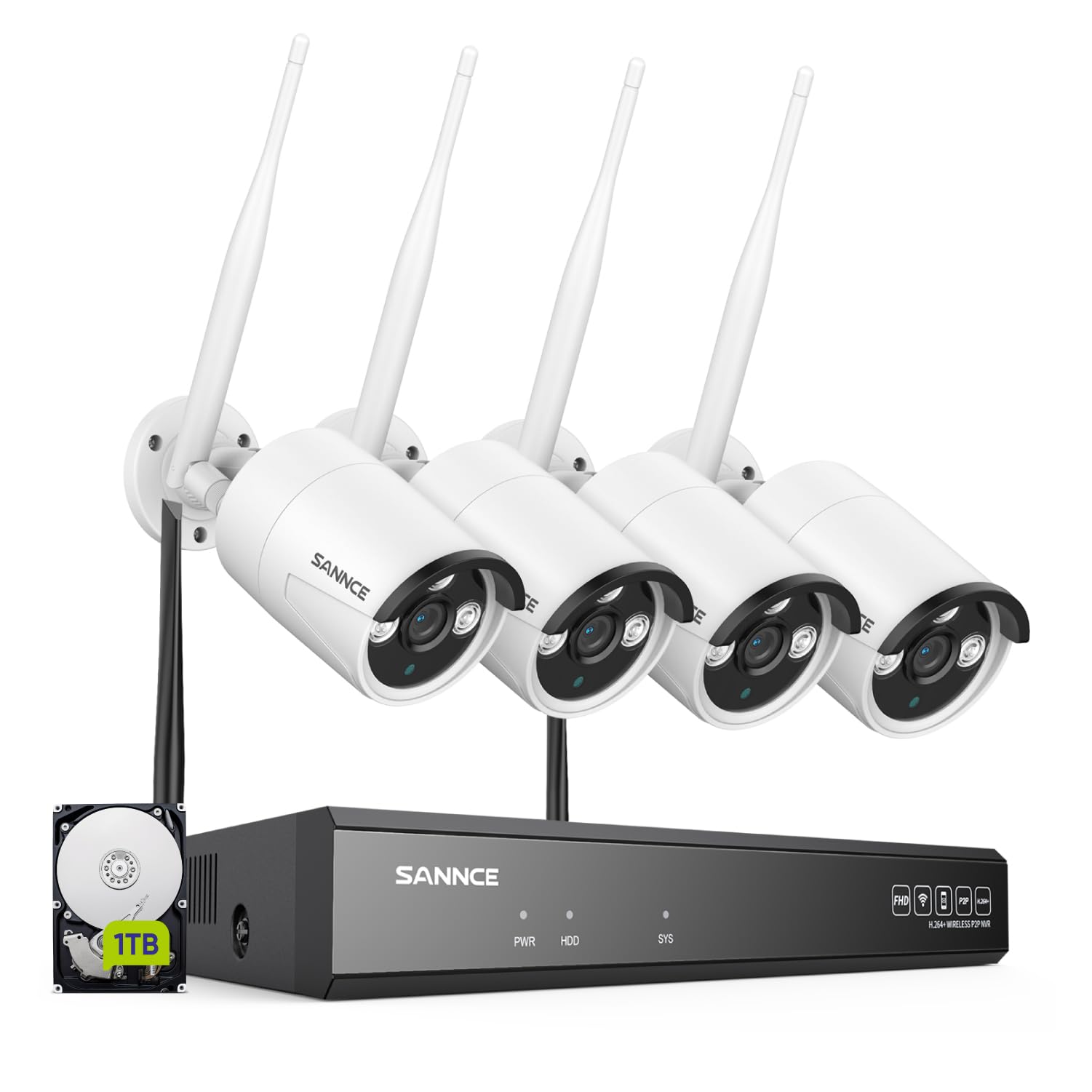 Sannce 1080P Poe Security Camera System With 4Pcs 1920Tvl Outdoor Cctv Cameras, Easy Poe Installation, Real Plug & Play Network Video Xpoe Surveillance System,No Hard Drive