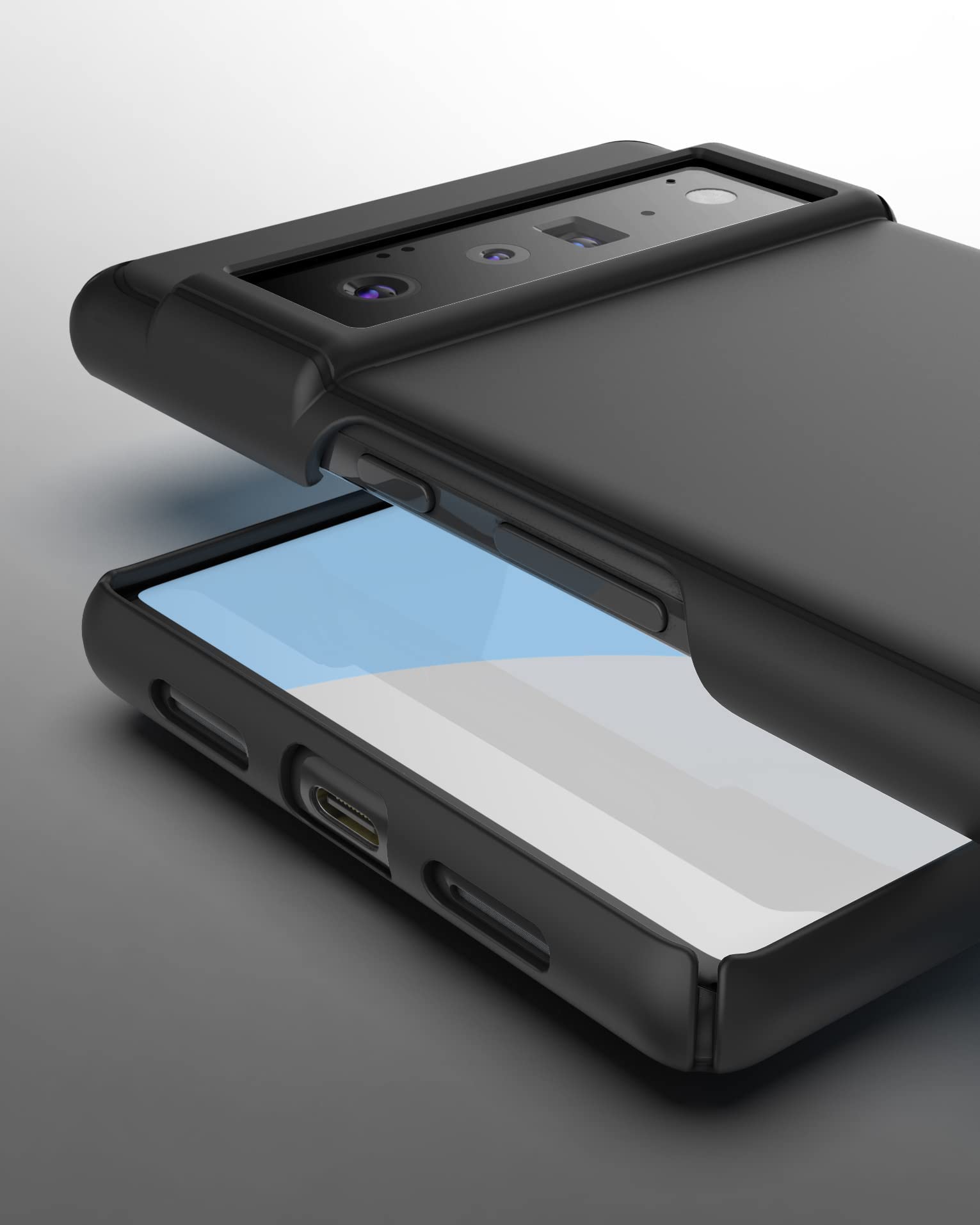 Encased Slimline Designed For Google Pixel 6 Pro Belt Clip Case With Kickstand (2021) Ultra Thin Case With Holster (Black)