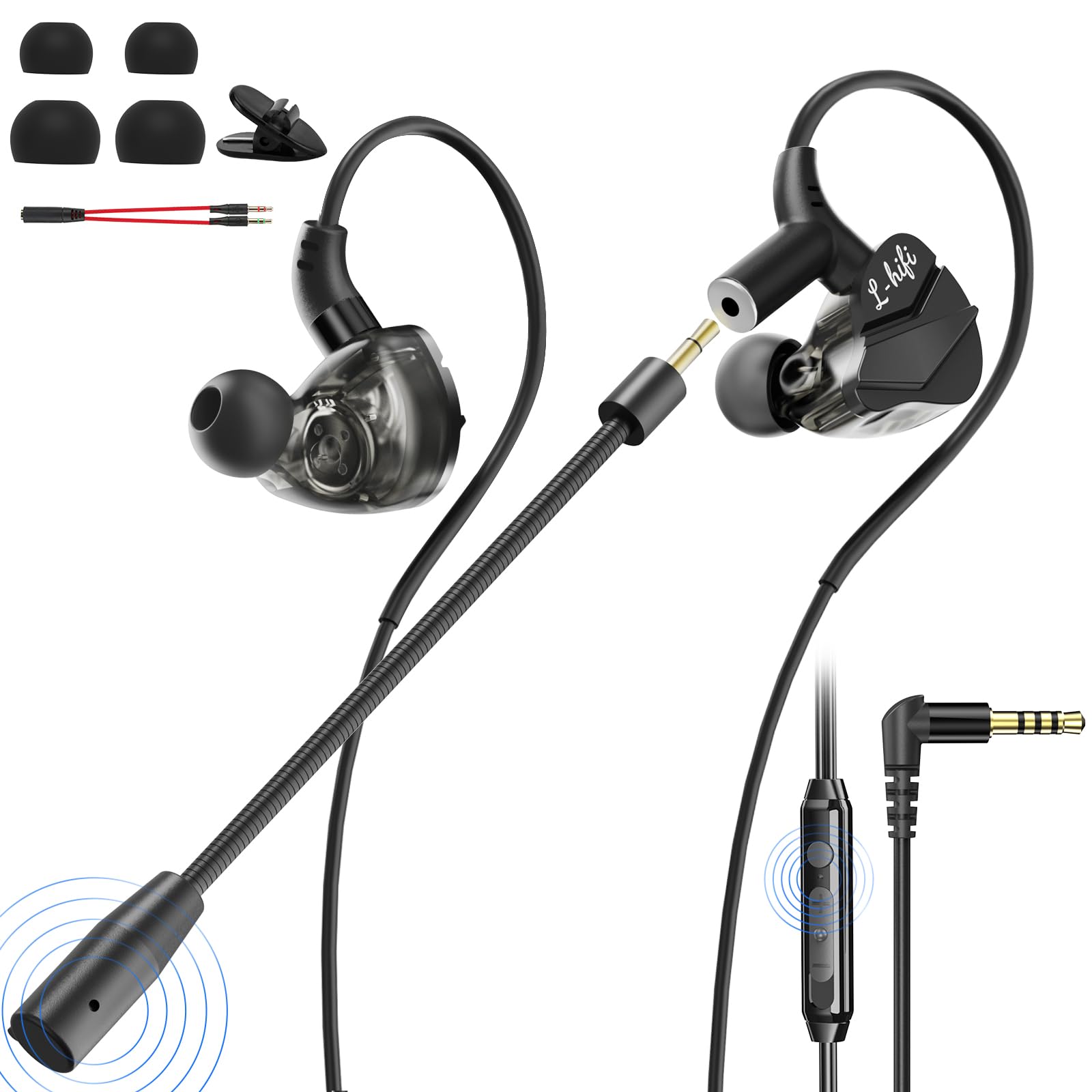 BlueFire Wired Gaming Earbuds with Microphone, HiFi Deep Bass inEar Headphones, Noise Cancelling Earphones with Volume Control,