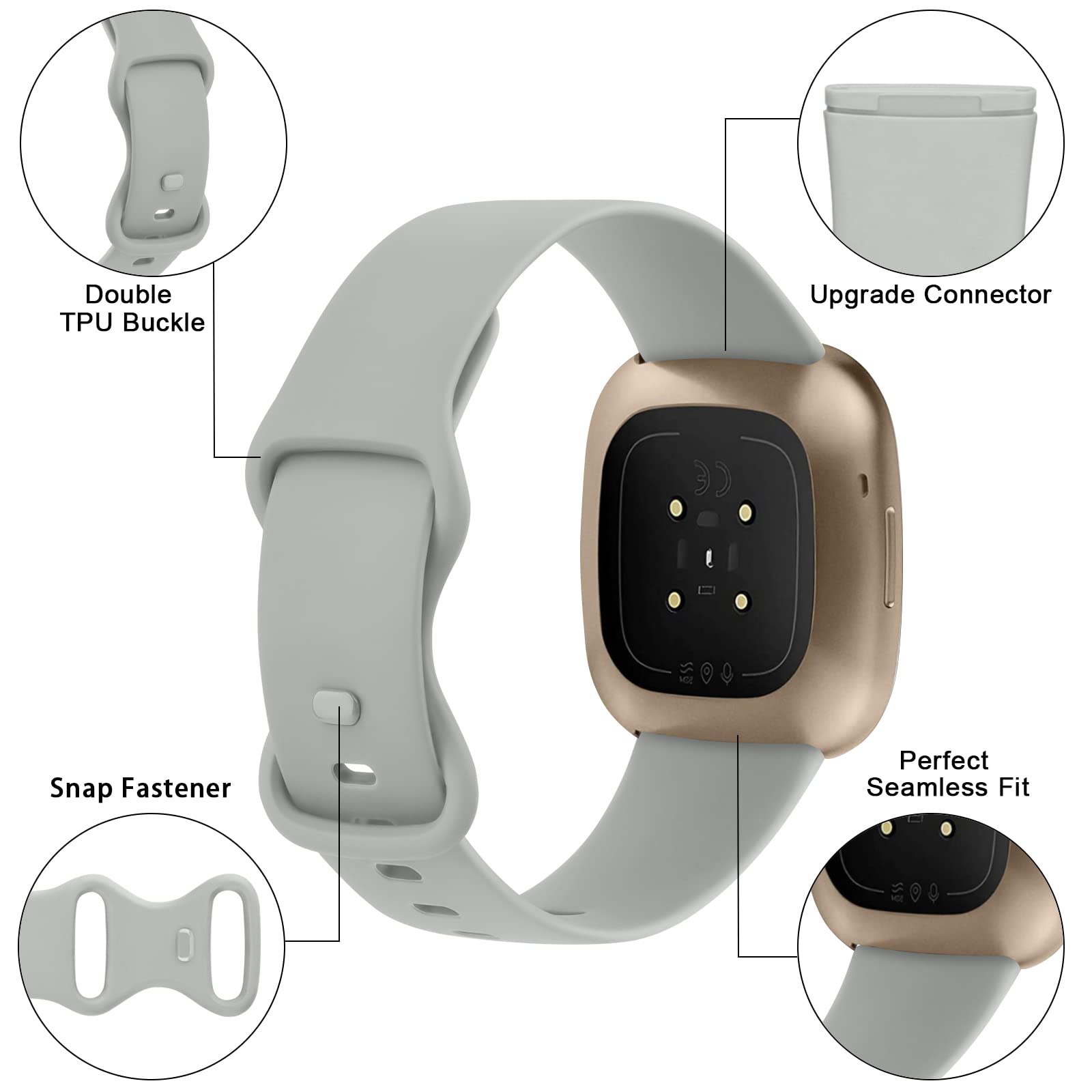 Ak Sport Band Compatible With Fitbit Sense 2 / Sense Bands/Fitbit Versa 4 / Versa 3 Bands Women Men, Classic Soft Silicone Strap