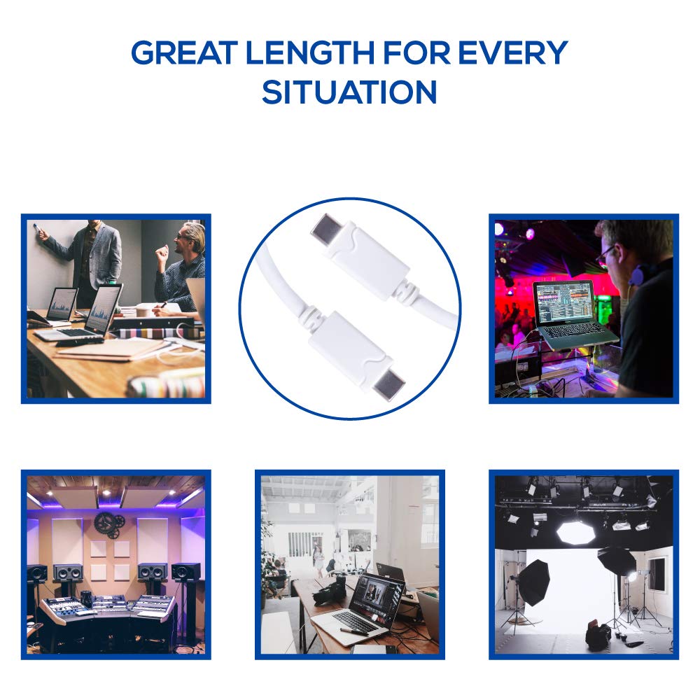 20Ft Usb C To Usb C Cable   Extra Long Usb Type C   Compatible With Samsung, Ipad Pro, Android Devices, Camera Tethering And More (White)