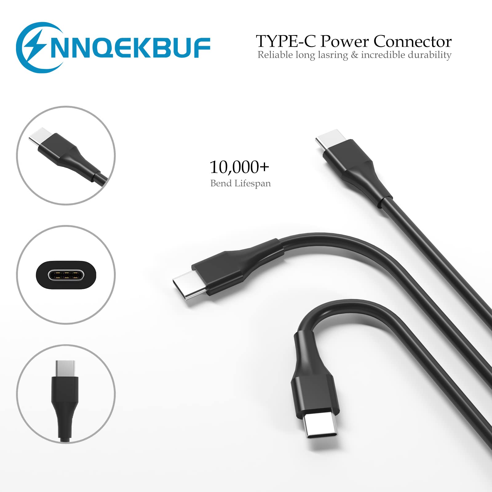 NNQEKBUF Chromebook Charger 65W USB Type C Power Cord for HP Chromebook 14 & Spectre X360, Model SM65CL-01, Compatible Replacement