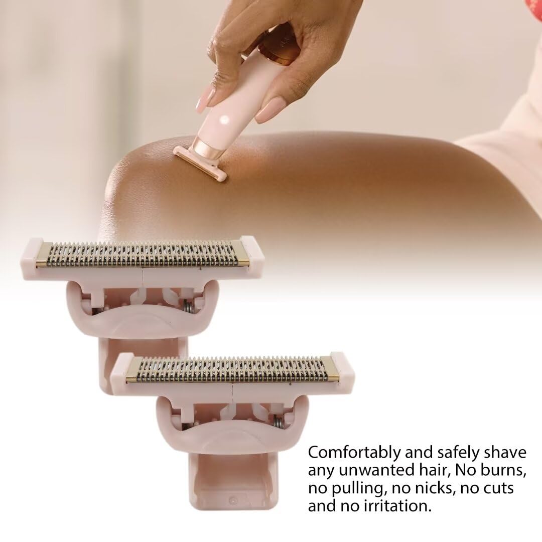 Latest Ver. 2Pcs Two Way Dry Razor Replacement Head With Rose Gold Plated Body Fit For Flawless Nu Razor, Hair Remover Tool With