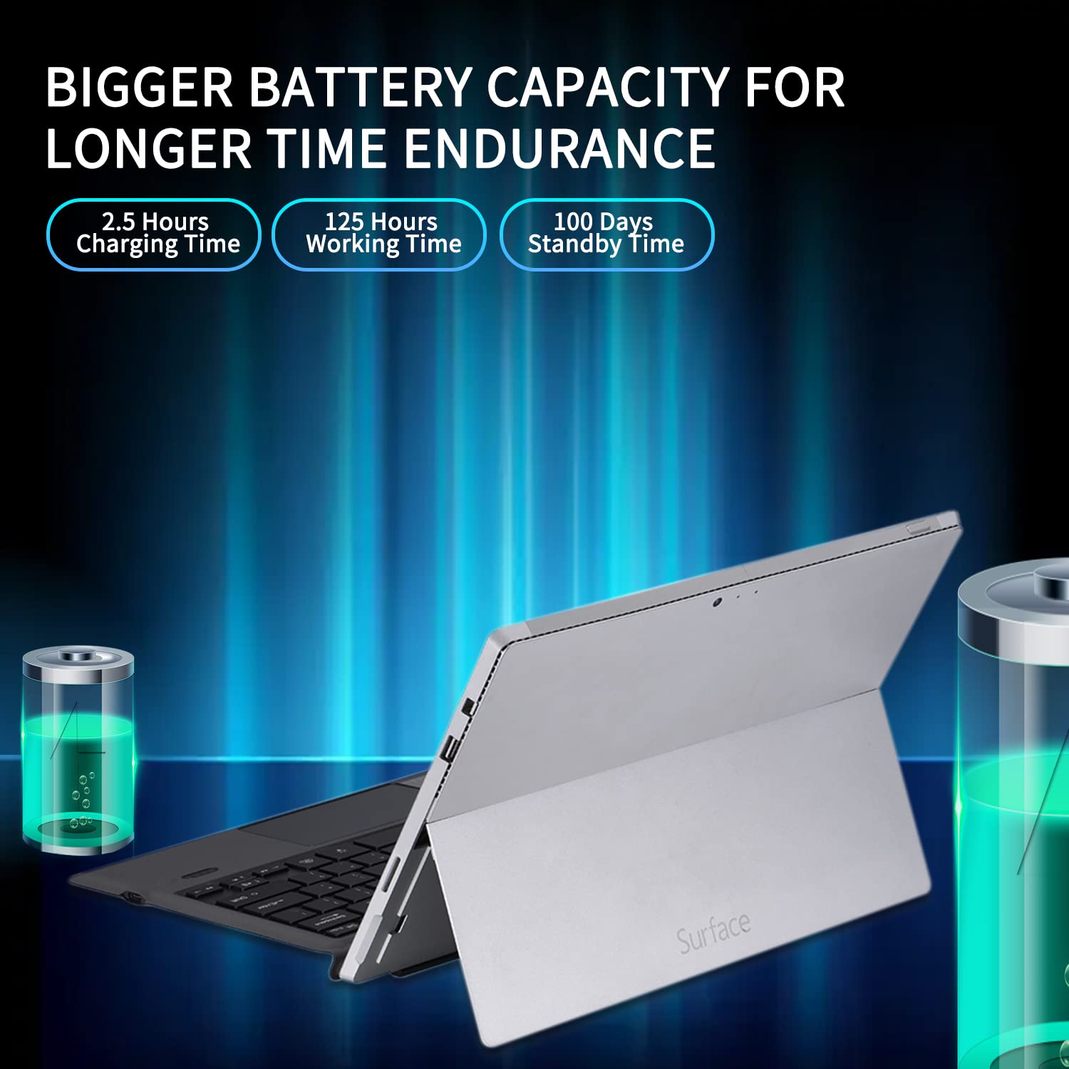 Bluetooth 5.3 Wireless Magnetic Keyboard With Touchpad For Microsoft Surface Pro 4/5/6/7/7+ Portable Tablet Flip Stand Built In