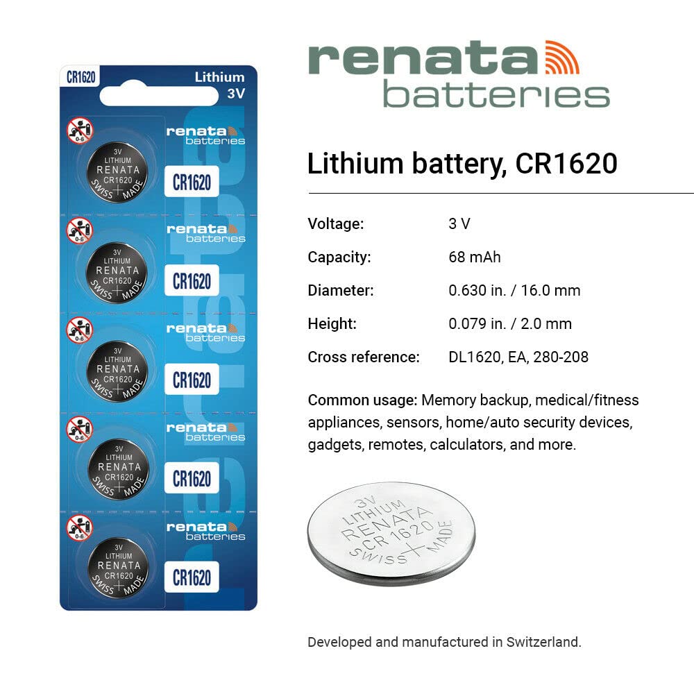 Renata Cr1620 Batteries   3V Lithium Coin Cell 1620 Battery (5 Count)