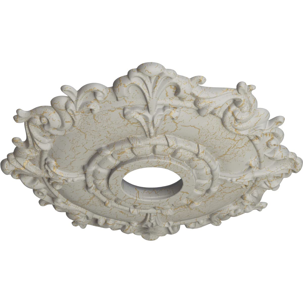 Ekena Millwork Cm18Rlpcc Riley Ceiling Medallion, 18''Od X 3 1/2''Id X 1 1/2''P, Pot Of Cream Crackle