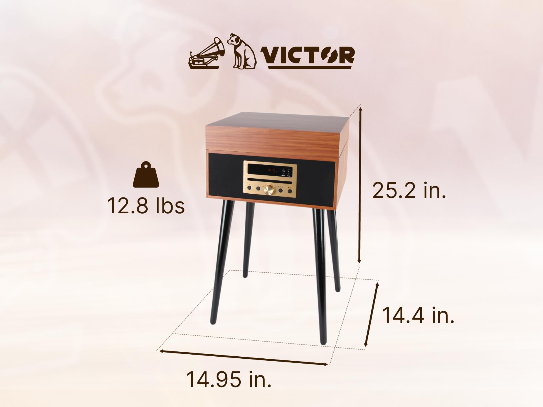 Victor Newbury 8 In 1 Wood Music Center With Chair Height Legs Espresso (Vwrp 3500 Es)