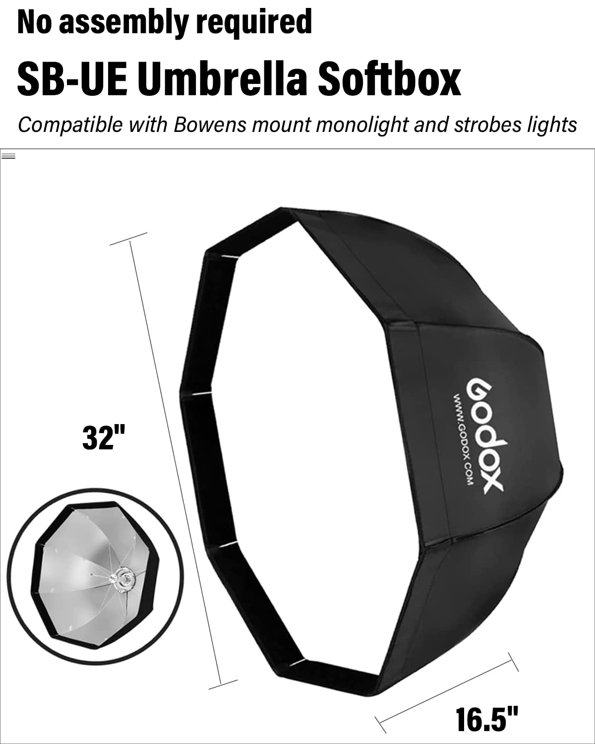 Godox Sb Ue 32''/80Cm Octagon Softbox Kit, Octa Foldable Umbrella Softbox, Portable Octabox With Bowens Mount Speedring And Carr