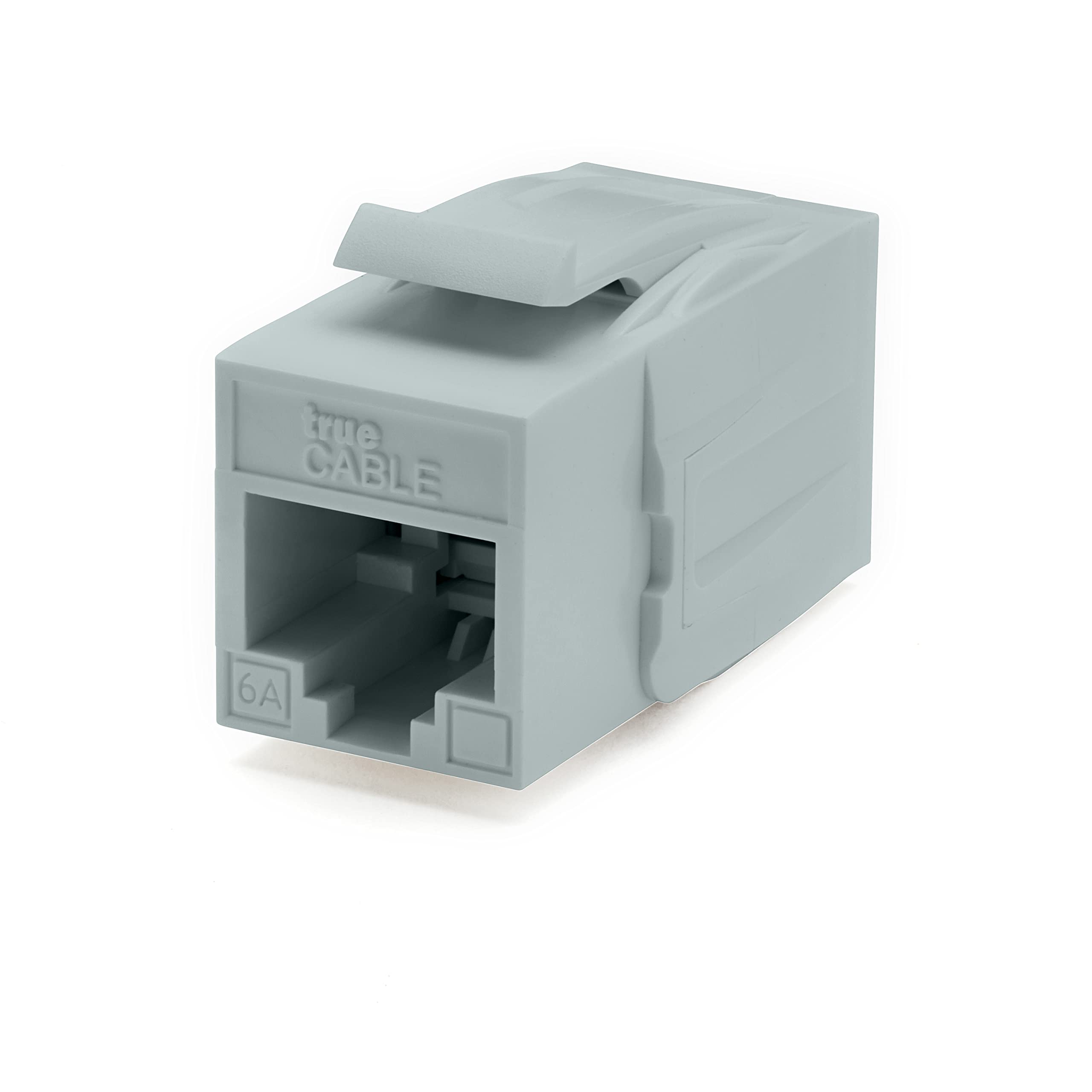 Truecable Cat6A Keystone Jack Coupler, Unshielded (Utp), Poe++ (4Ppoe), Ul Listed, Etl Verified, Ansi/Tia 568 2.D Cat 6A Performance Compliant, Female To Female Rj45 Couplers, Gray, 2 Pack