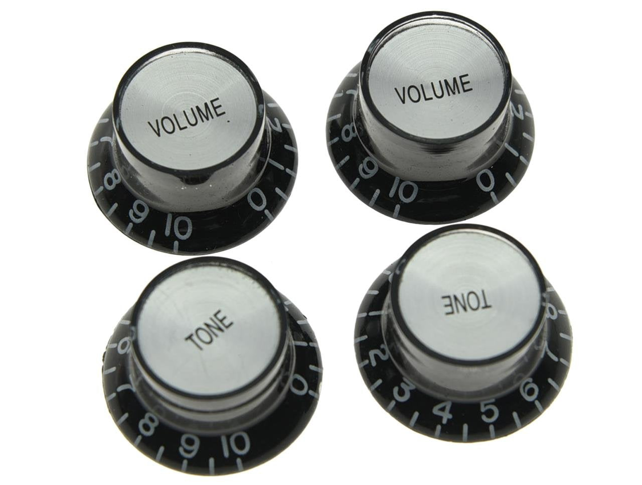 Dopro Set Of 4 Lp Guitar Reflector Knobs Black With Chrome Cap Top Hat Knobs For Sg Epiphone Les Paul