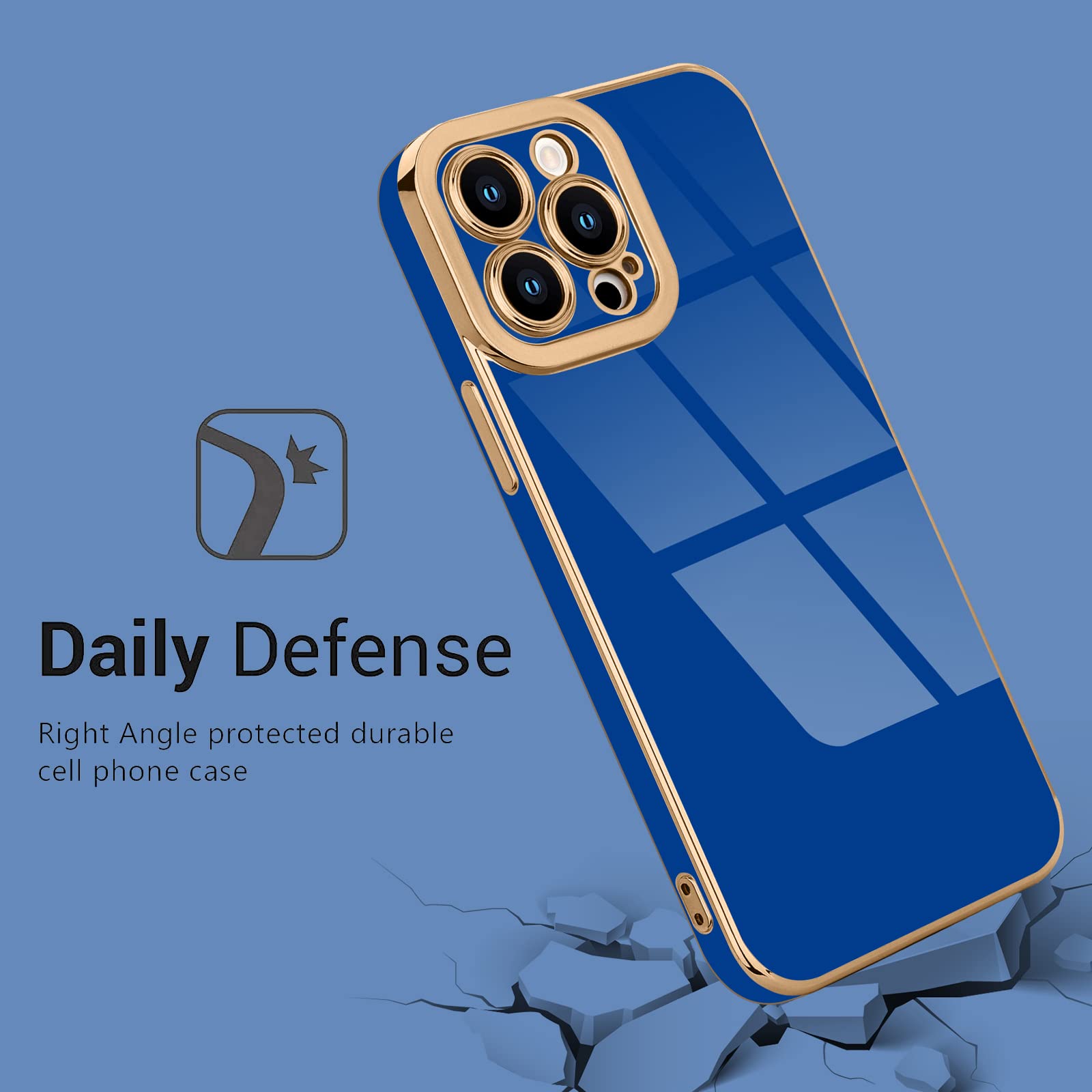 Lafunda Compatible With Iphone 12 Pro Max Case Cute, Luxury Plating Case For Women Gold Trim Aesthetic Girly Cover Full Camera P