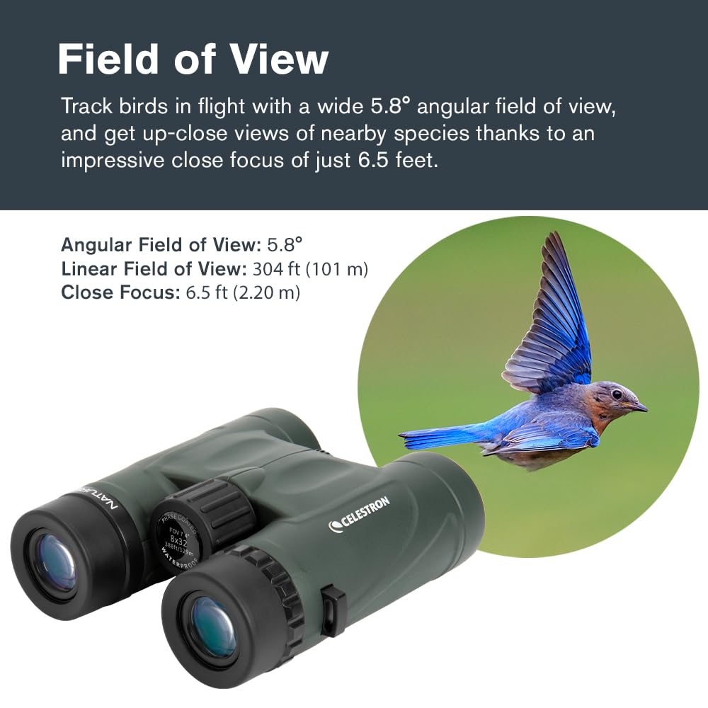 Celestron - Nature Dx 10X32 Binoculars - Ideal For Birding And Outdoors - 32Mm Objective Lenses - Wide 7.4 Field Of View - Bak-4