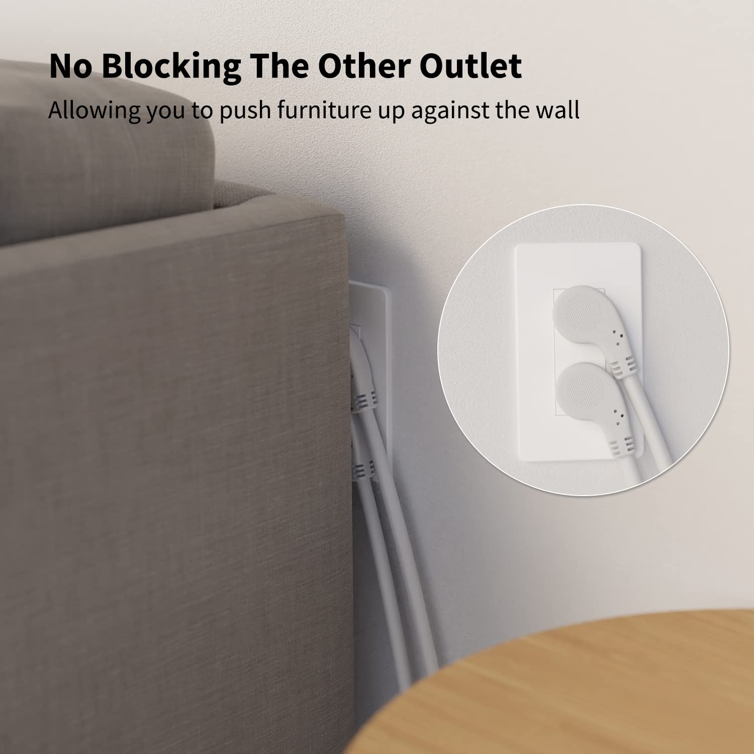 Firmerst 1875W Flat Plug Extension Cord 3 Feet 14 Awg 15A White, 3 Packs