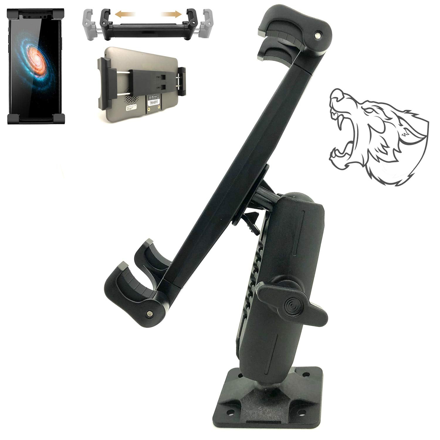 Heavy Duty Tablet Gps Smartphone Amps Drill Base Dash Eld Mount For Truck Van Commercial Vehicle Semi Fleet Limo (Holder Fit All