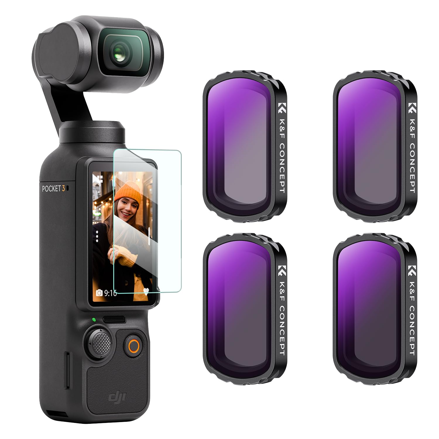 K&F Concept Magnetic Nd Filter Kit For Dji Osmo Pocket 3 Creator Combo  4 Pack (Nd4+Nd8+Nd16+Nd32), Optical Glass/Hd/Multi Coate