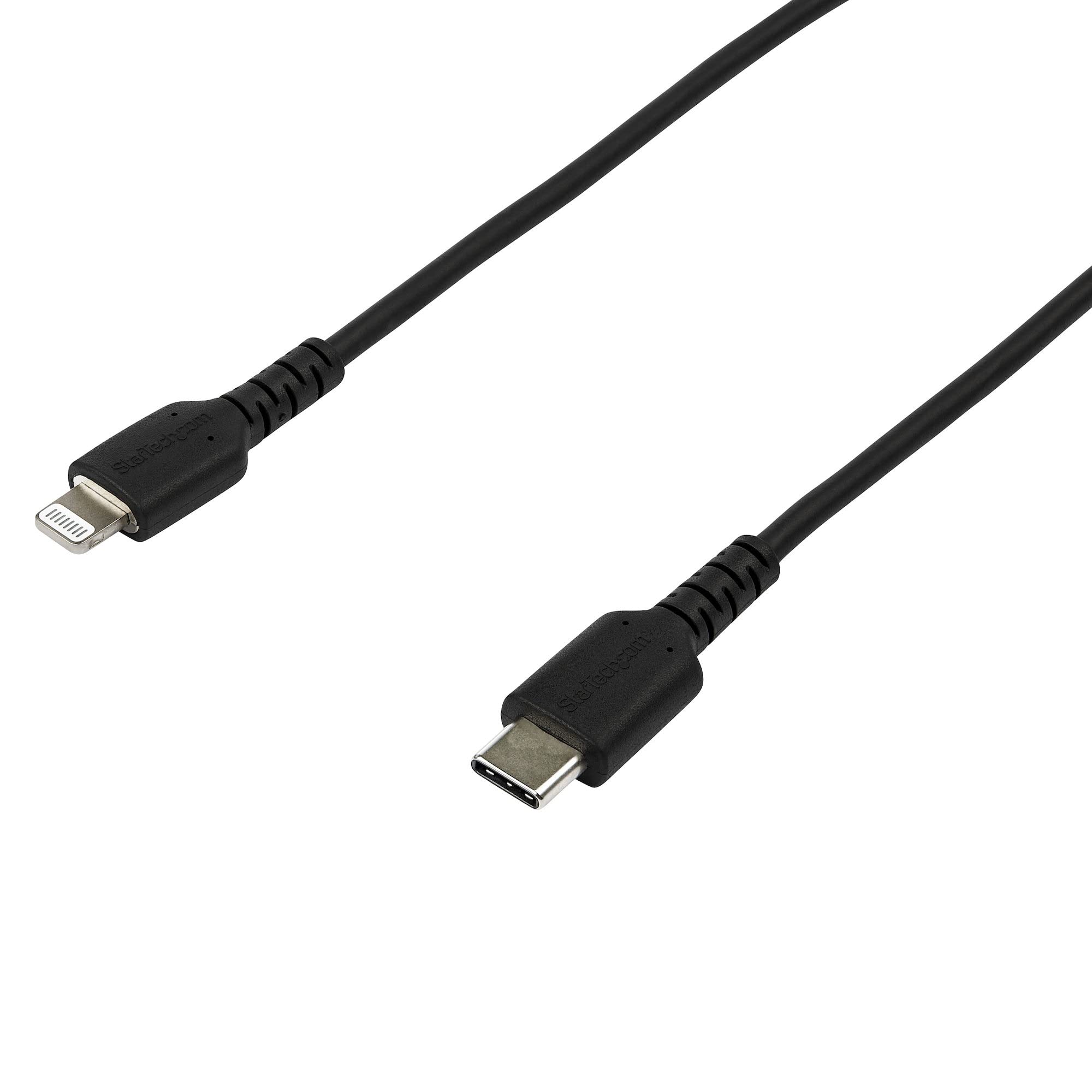 StarTech.com 6 Foot (2m) Durable Black USB-C to Lightning Cable - Heavy Duty Rugged Aramid Fiber USB Type C to Lightning Charger