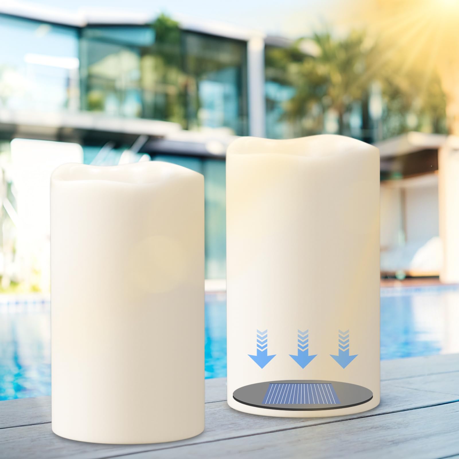 Eldnacele Solar Candles Outdoor Waterproof, Rechargeable Solar Powered Flameless Flickering Dusk to Dawn White Plastic LED Pilla