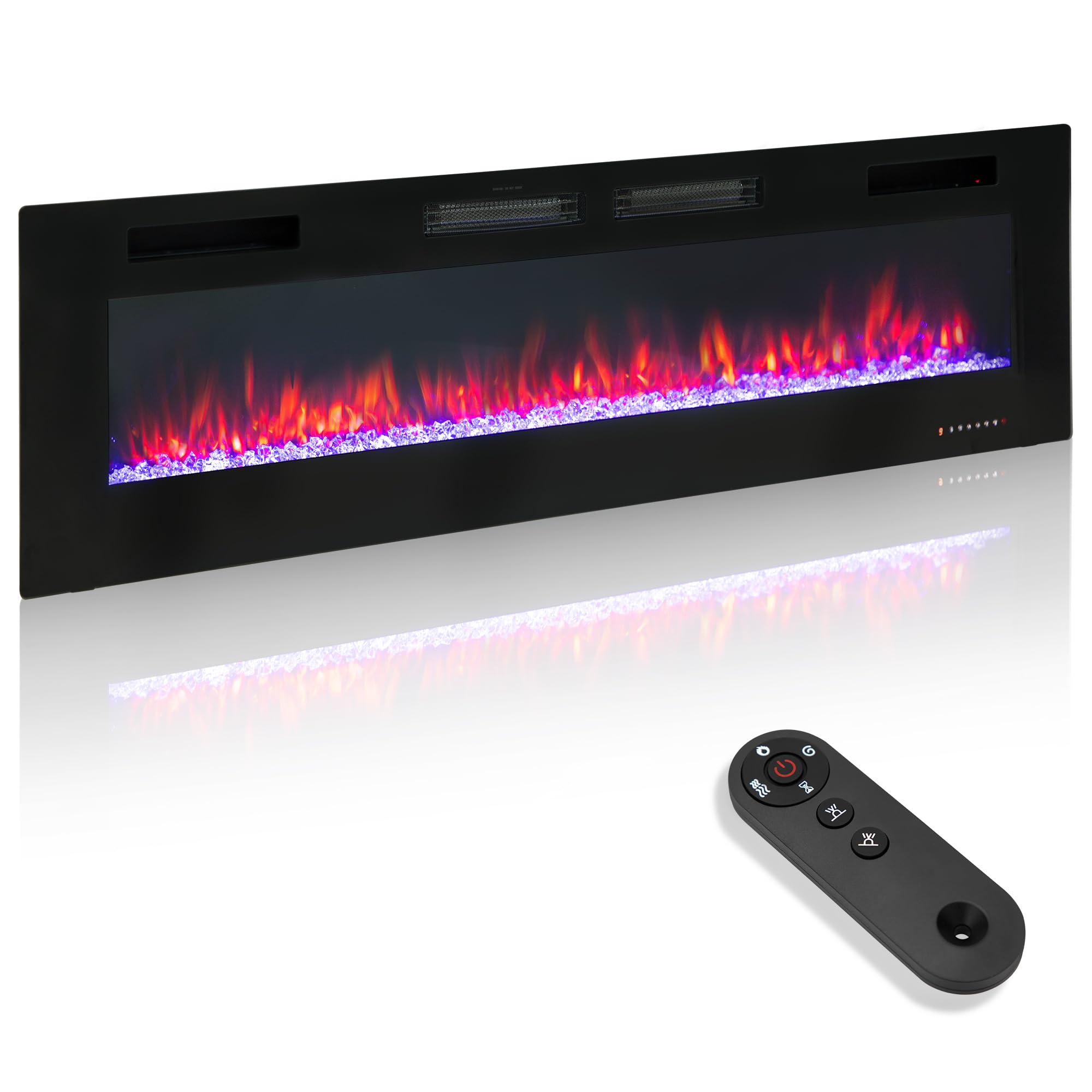 Green Party 72'' Electric Fireplace Recessed/Wall Mounted Ultrathin 3.2'' Fireplace Heater, Low Noise Linear Fireplace With Remo