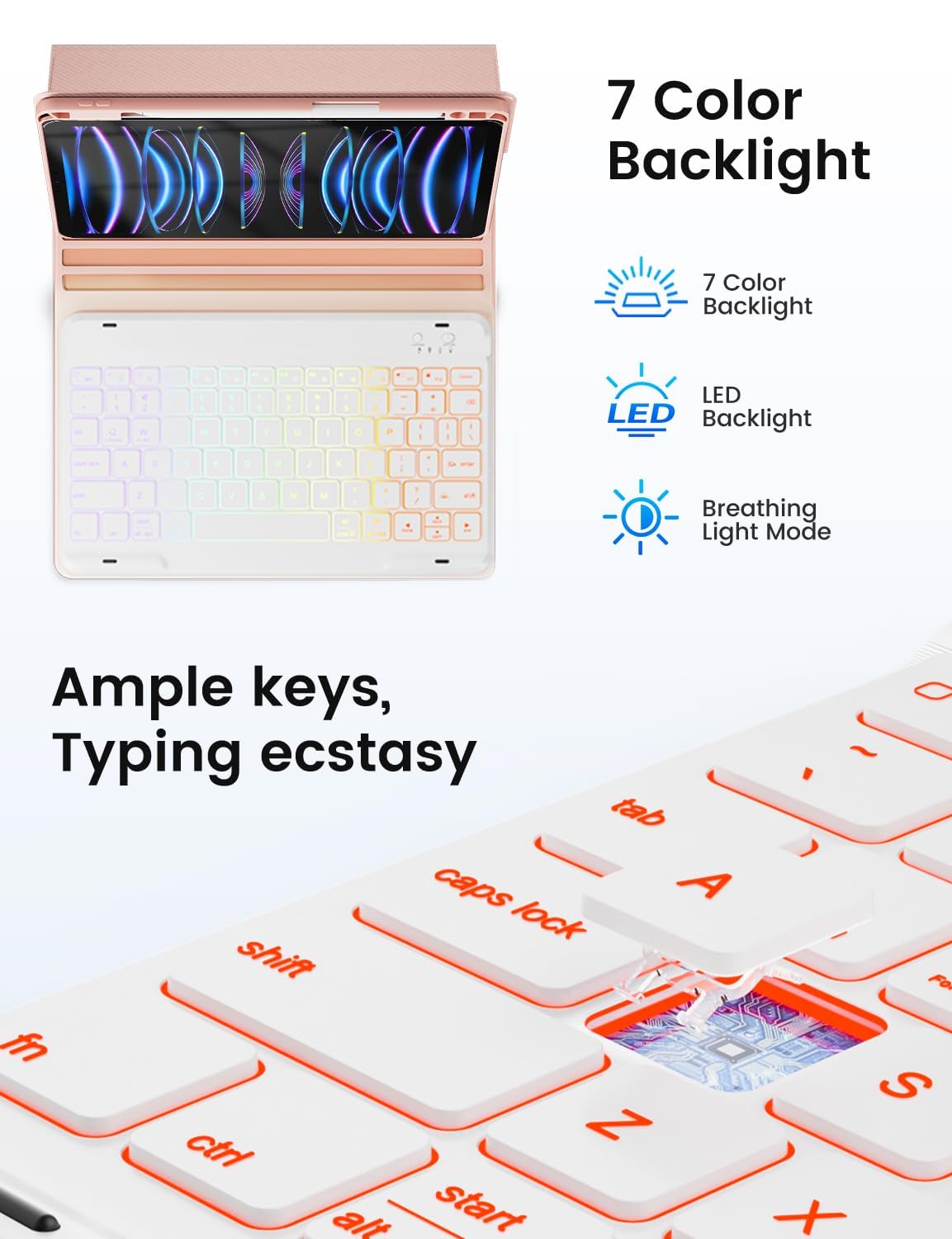 Oyeeice For Ipad Pro 12.9 Case With Keyboard (6Th, 5Th Generation) & Ipad Air 13 Inch M2   Wireless Detachable Bt Backlit Magnet