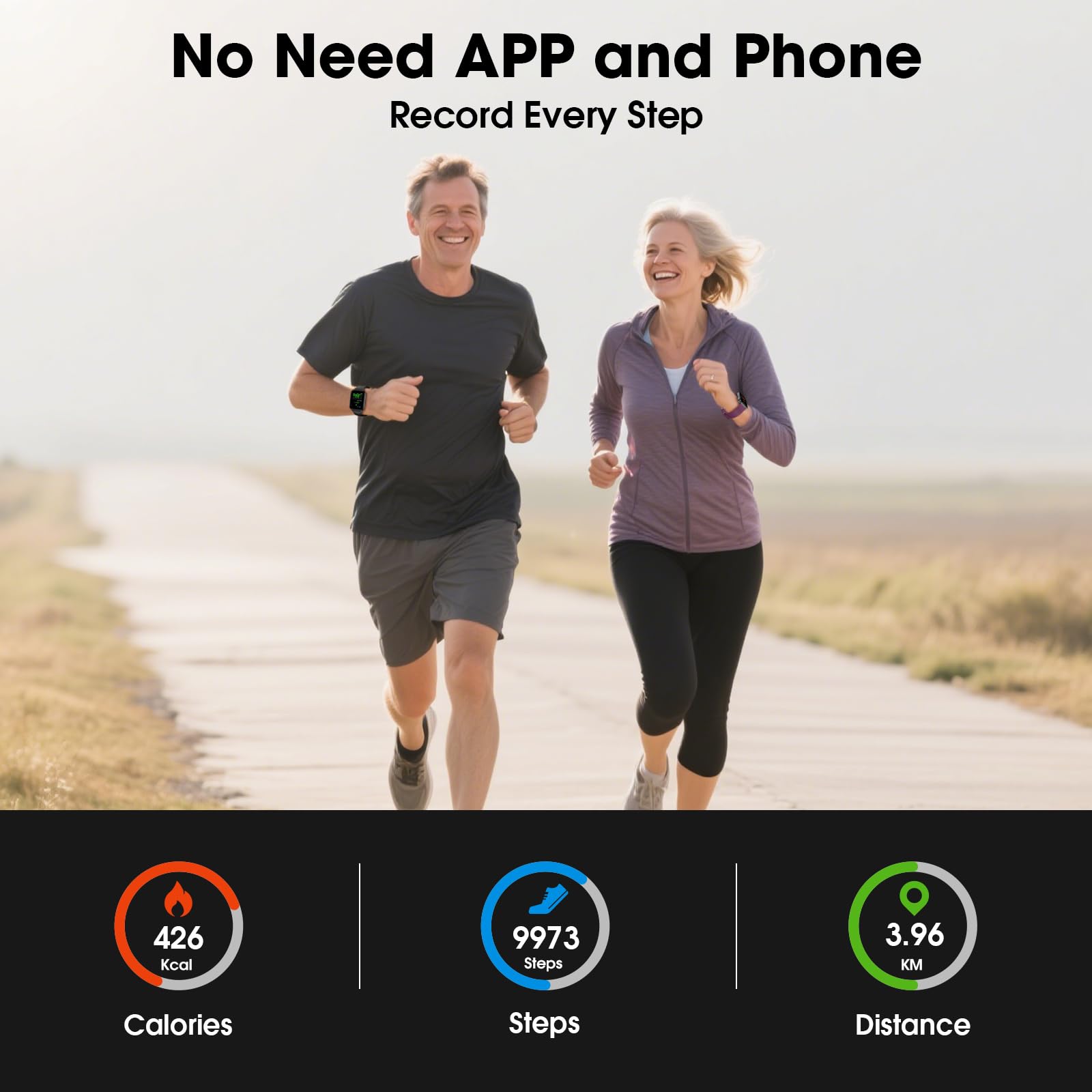 Smart Watch For Men Women, 1.91'' Big Font No App/Phone Required, Fitness Tracker With Pedometer, Bluetooth Call (Answer/Make Ca