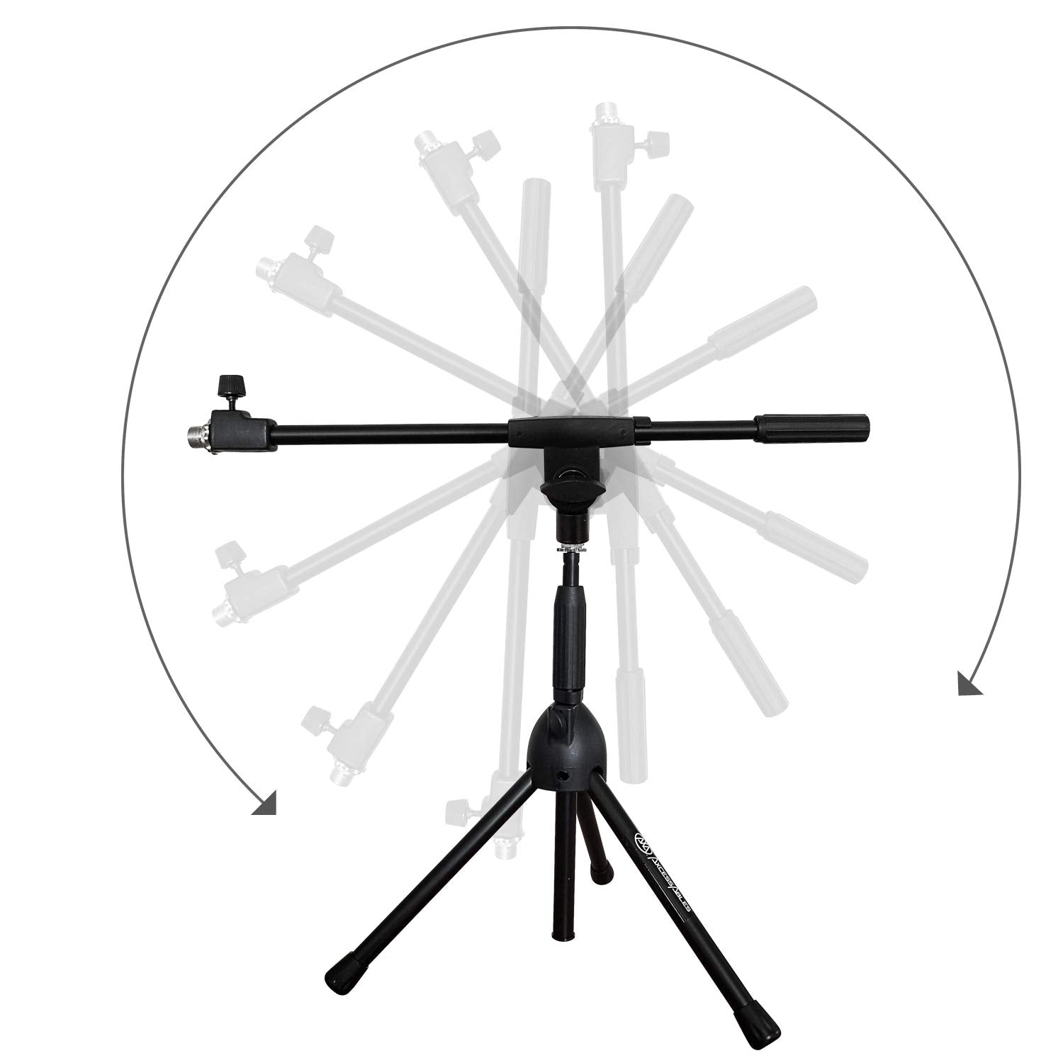 Axcessables Low-Profile Microphone Tripod Stand With Boom Arm | Adjustable Height Short Floor Mic Stand With Boom | Kick Drum Mi