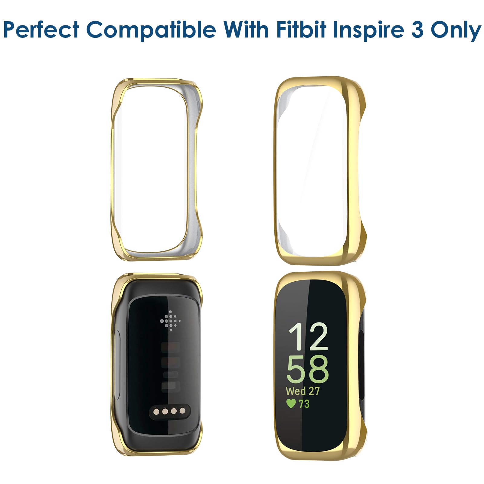 Simpeak 5-Pack Soft Screen Protector Case Compatible With Fitbit Inspire 3 Smartwatch, Full Protection Plated Bumper Case Covers