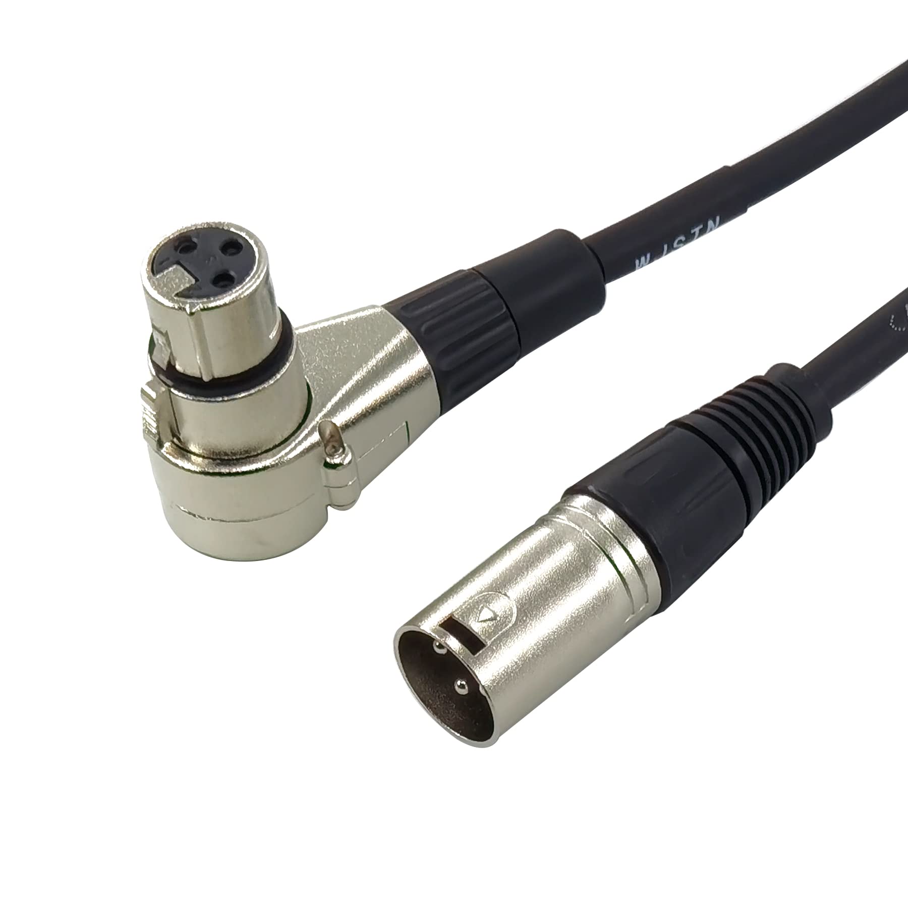 Wjstn Right-Angle Female To Straight Male Xlr Plug Cable - 2Ft Xlr Camera Adapter