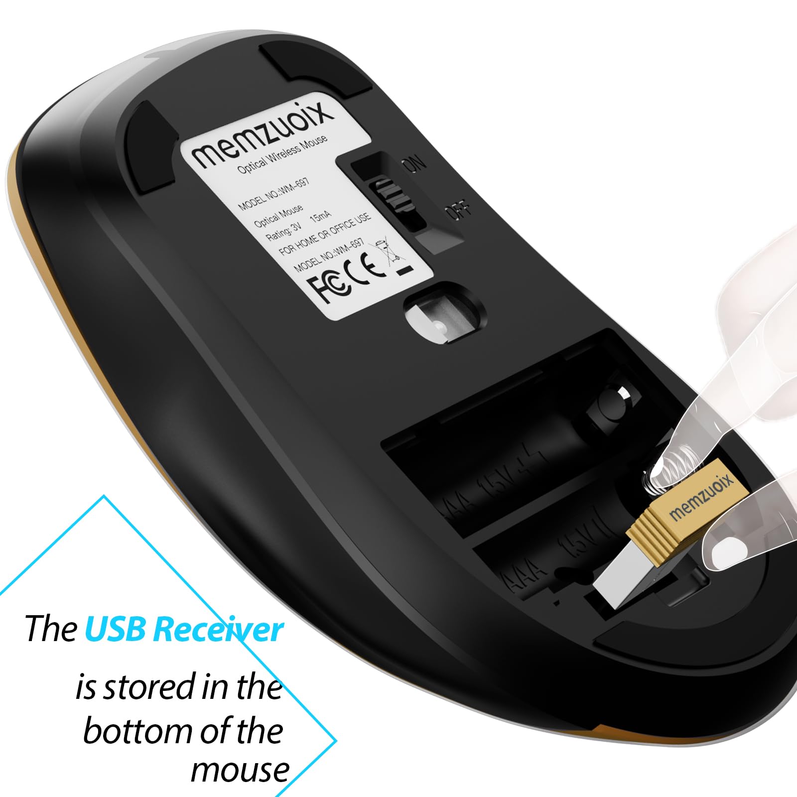 Memzuoix 2.4G Wireless Mouse, 1400 Dpi Mobile Optical Cordless Mouse With Usb Receiver, Portable Computer Mice Wireless Mouse For Laptop, Pc, Desktop, Macbook, 5 Buttons (Gold)