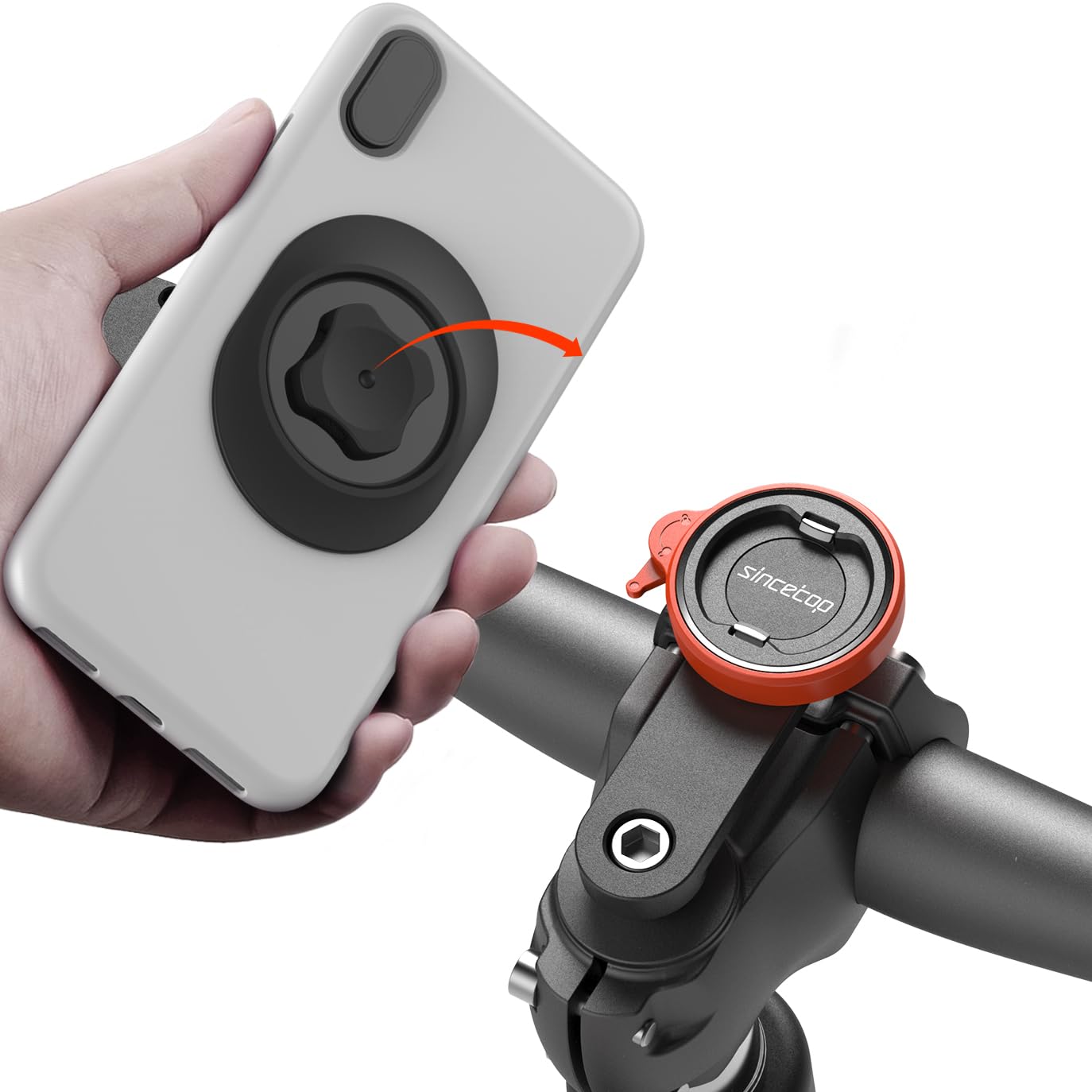 Bike Phone Mount For Mountain Bicycle, Universal Aluminum Road Bike Stem Cap Cell Phone Holder, Connect Quickly Riding Clip Stan