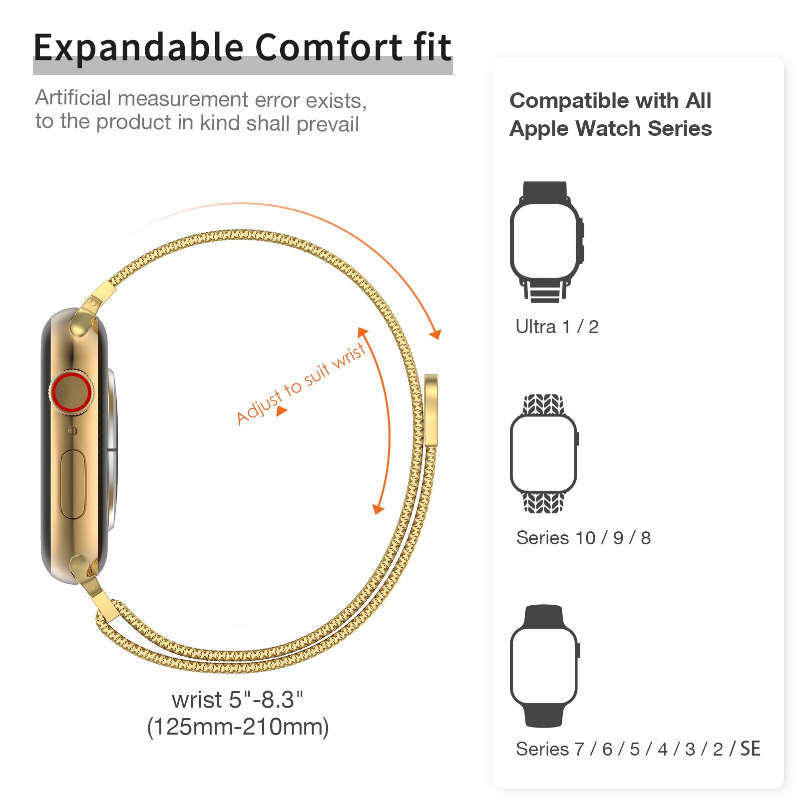 Marge Plus Slim Milanese Loop Compatible With Apple Watch Band For Women 40Mm 41Mm 38Mm 42Mm 44Mm 45Mm 49Mm 42Mm 46Mm, Stainless