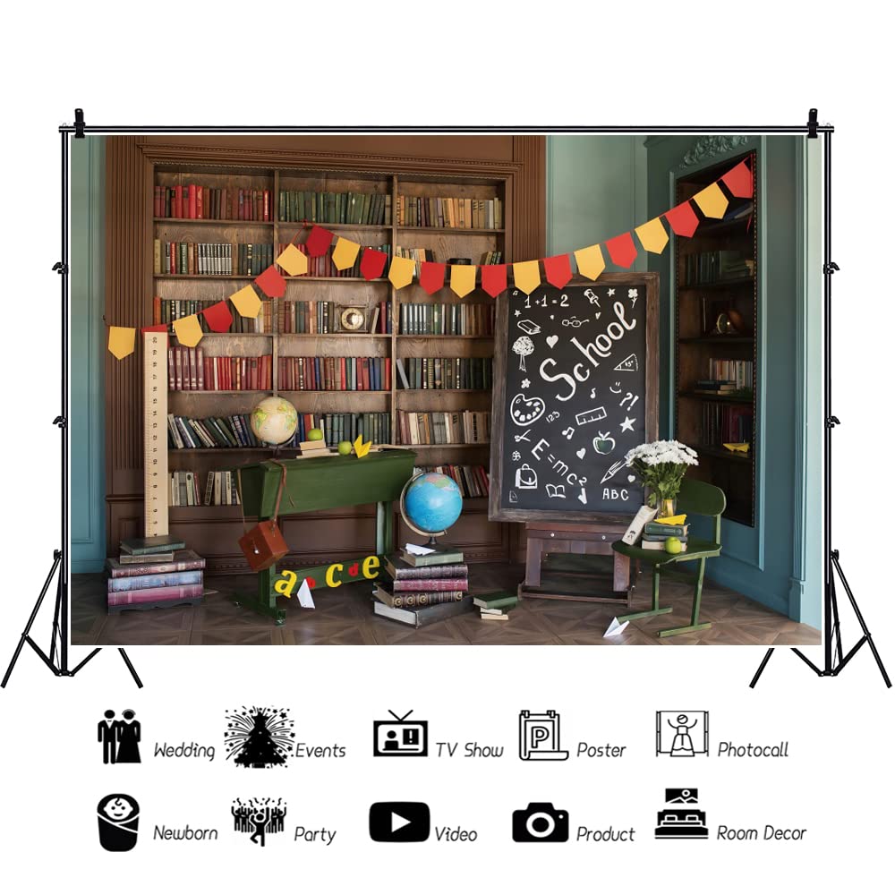 Back To Shool Backdrops For Photography Classroom Bookshelf Blackboard Photo Background 7X5Ft Teacher Backdrop Online Teaching S